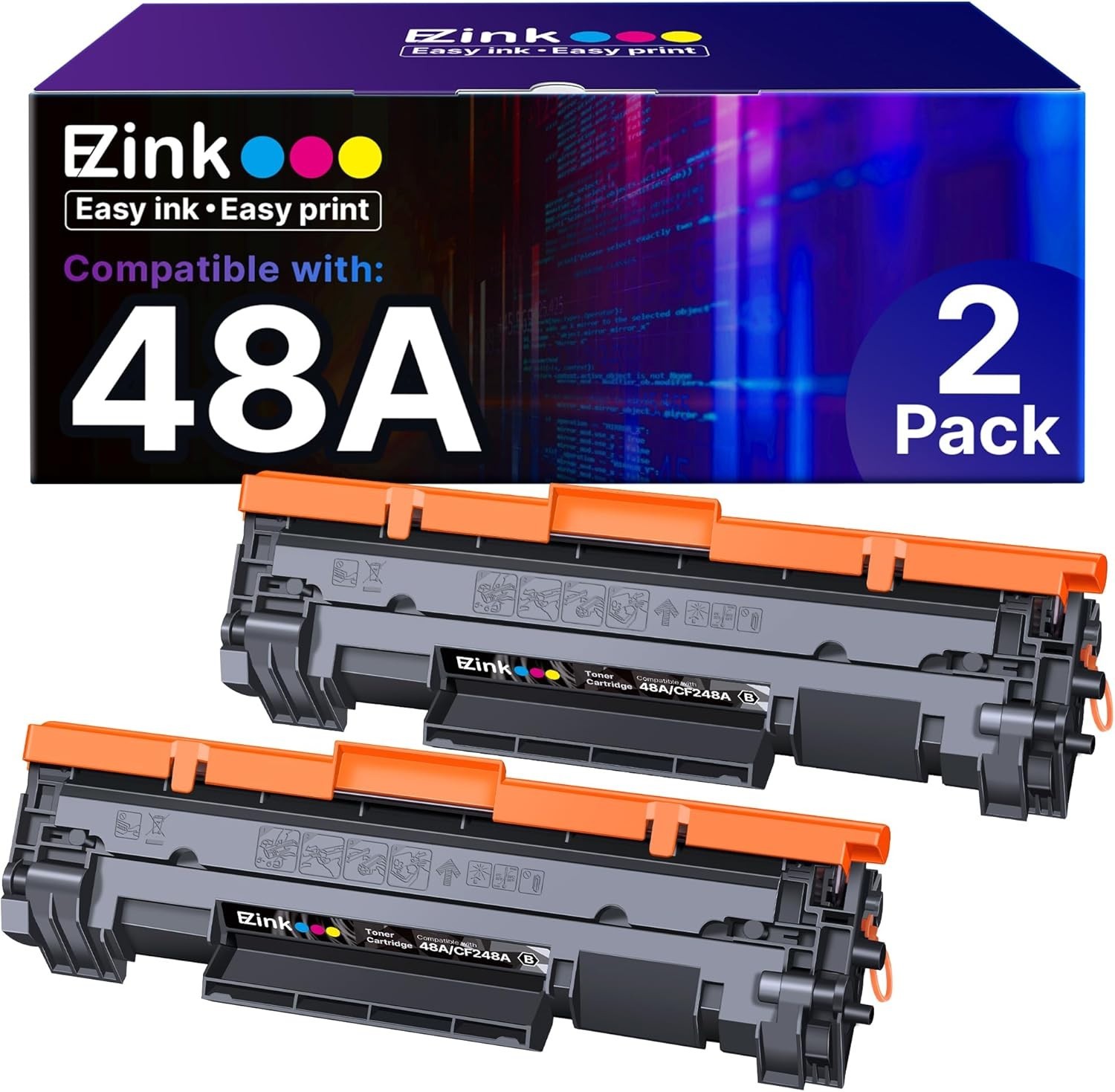 48A CF248A Compatible Toner Cartridges Replacement for HP 48A (Black, 2 Pack)