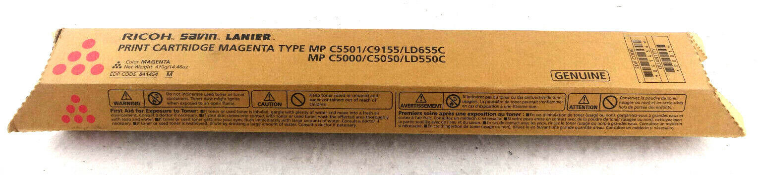 Genuine RICOH SAVIN LANIER MP C5501/C9155 Magenta Cartridge 841454 New Free Ship