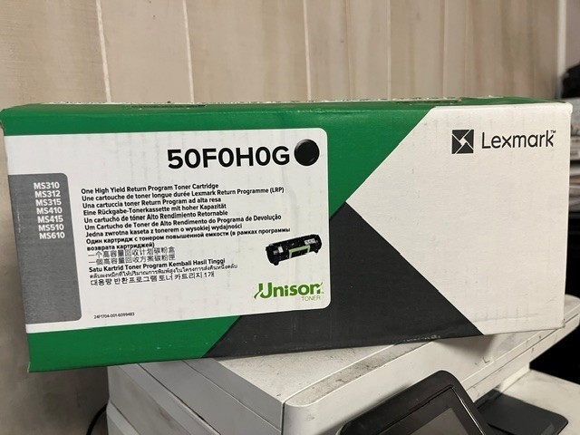 Lexmark 50F0H0G High Yield black toner (Same as 50F1H00) open box sealed bag