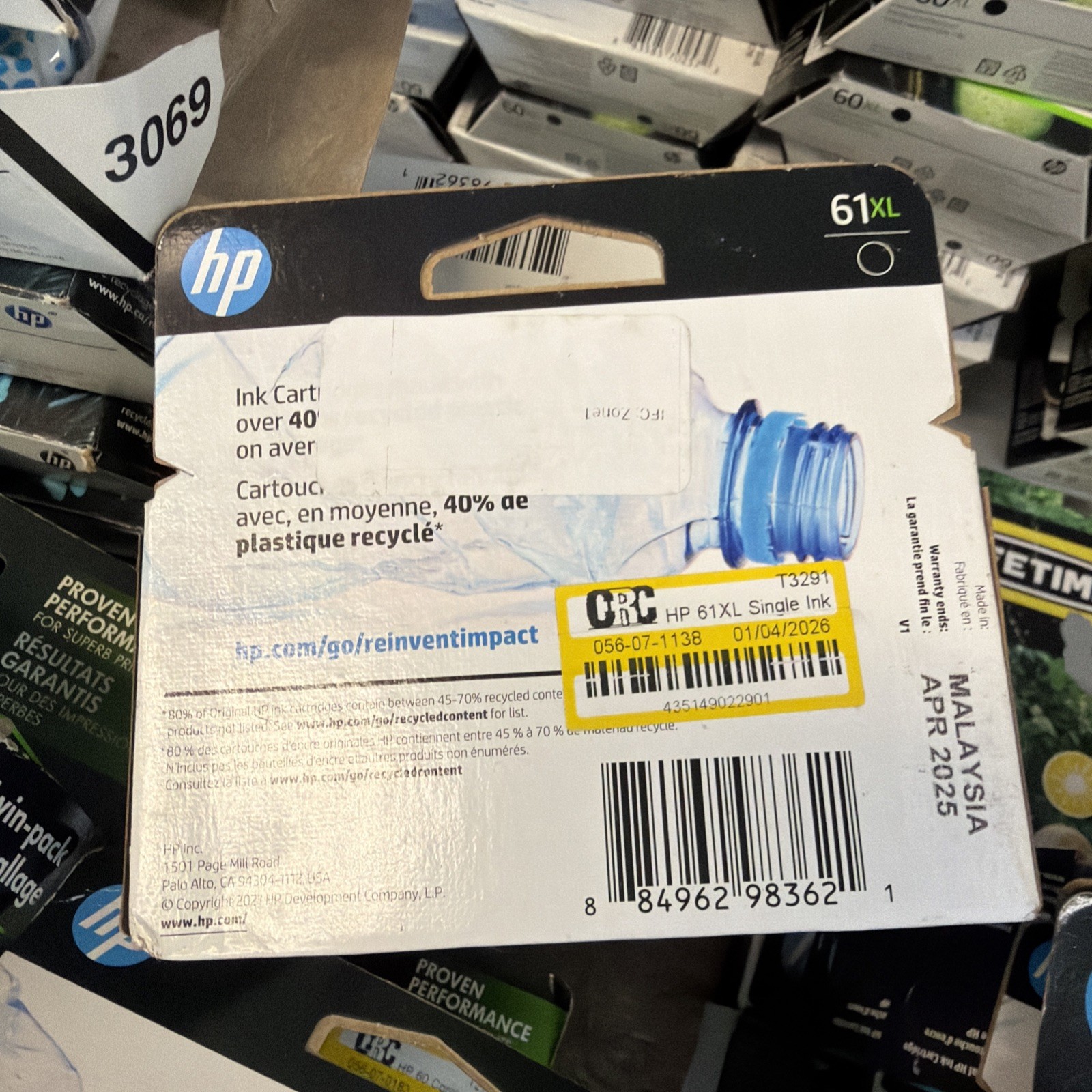 Genuine HP 61XL Black Ink Cartridge (CH563WN) New In The Box Expired