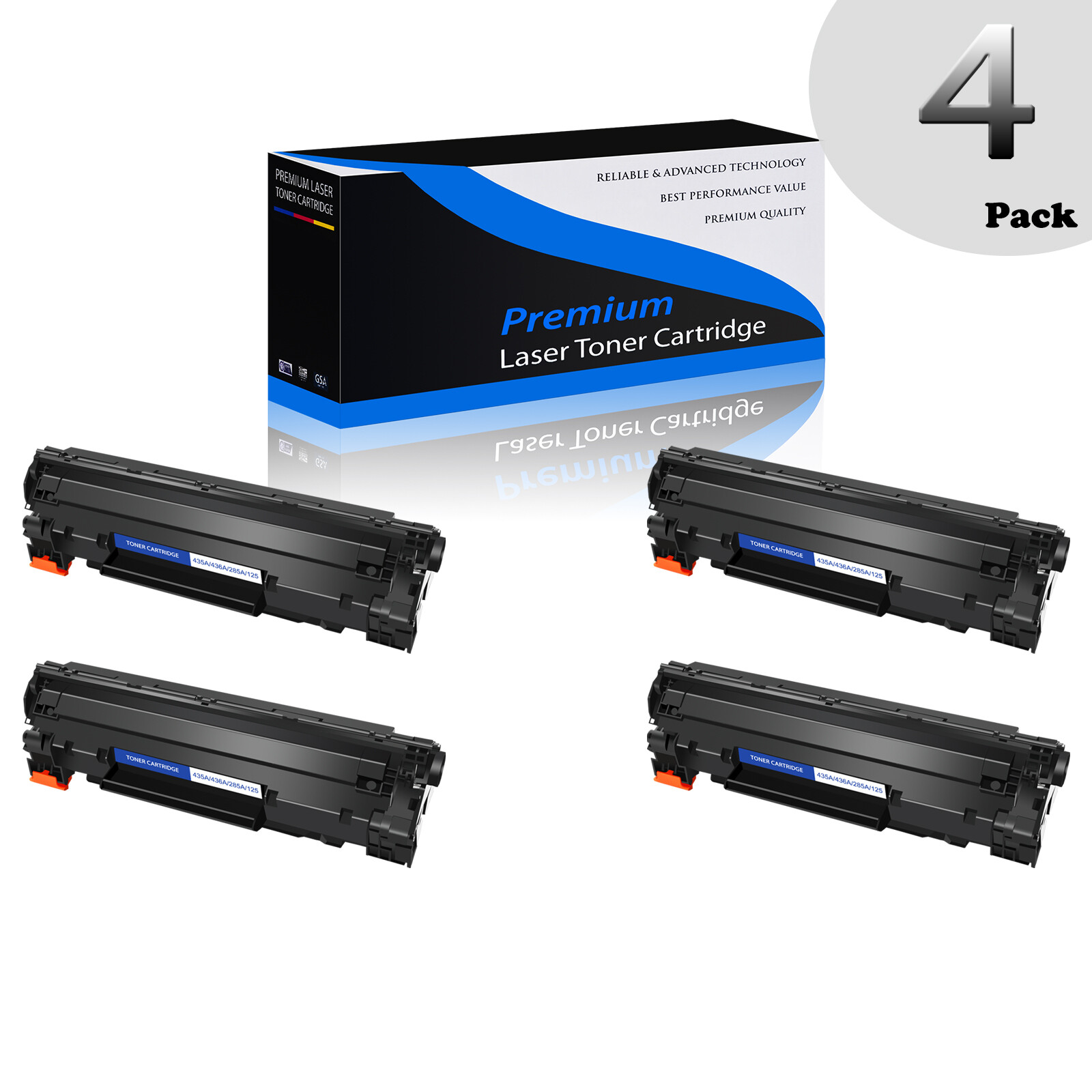 4 Pack CRG125 Toner cartridge Compatible for Canon 125 imageCLASS MF3010 Printer