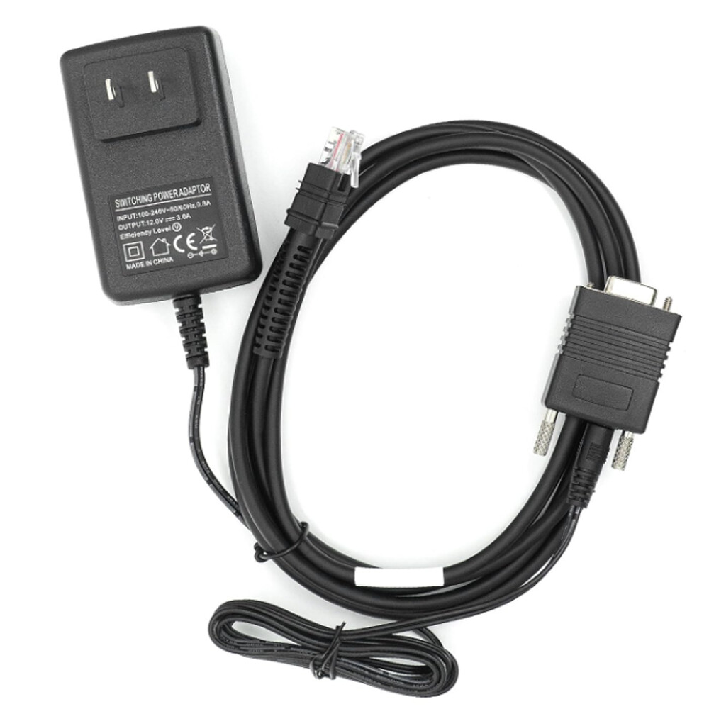 9Pin RS232 Serial Cable with 12V Power Supply For Zebra LI3678 DS3678 6.5FT(2M)