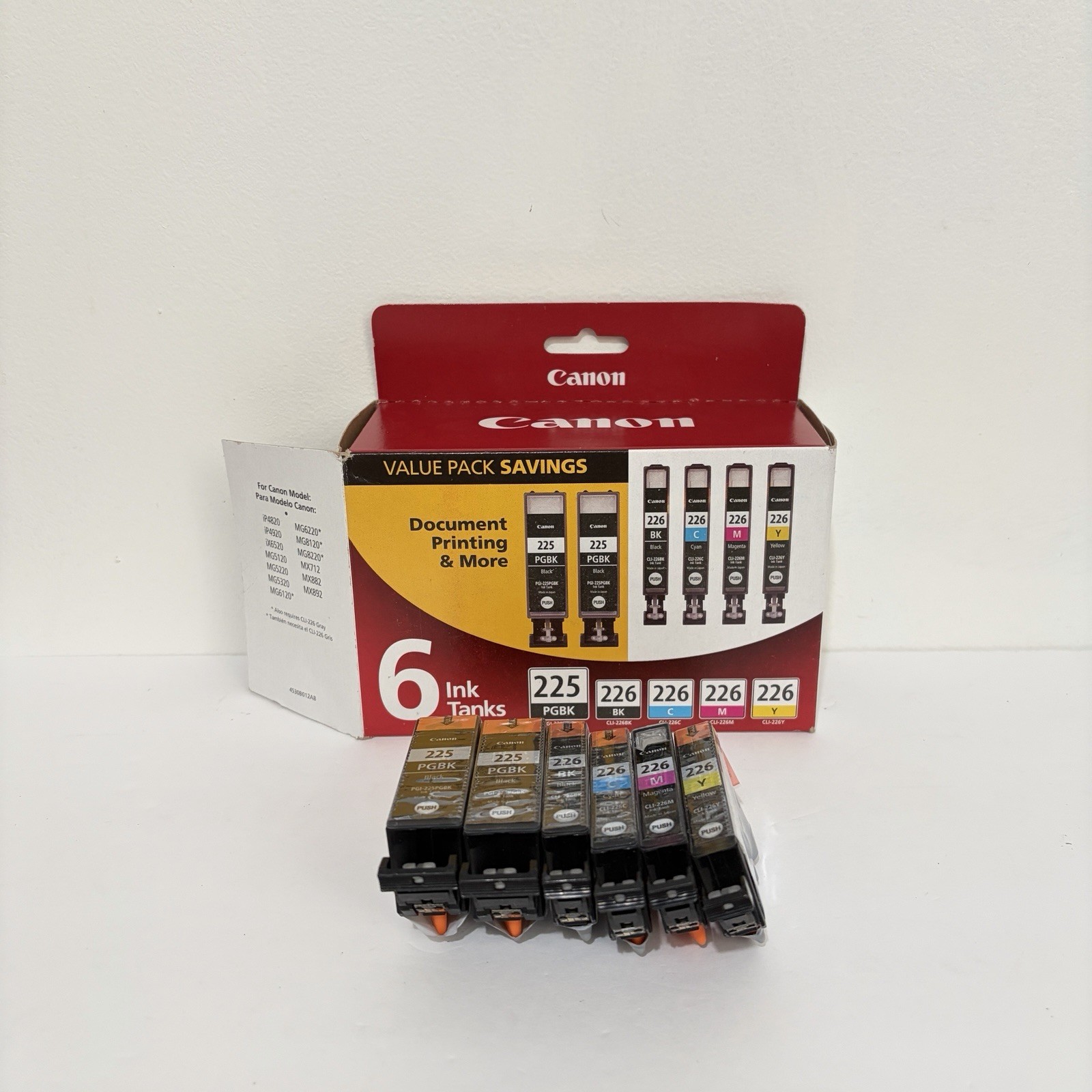 Genuine Canon 225/CLI-226 PGBK/BK/C/M/Y Value 6-Pack Ink Cartridges New Open Box