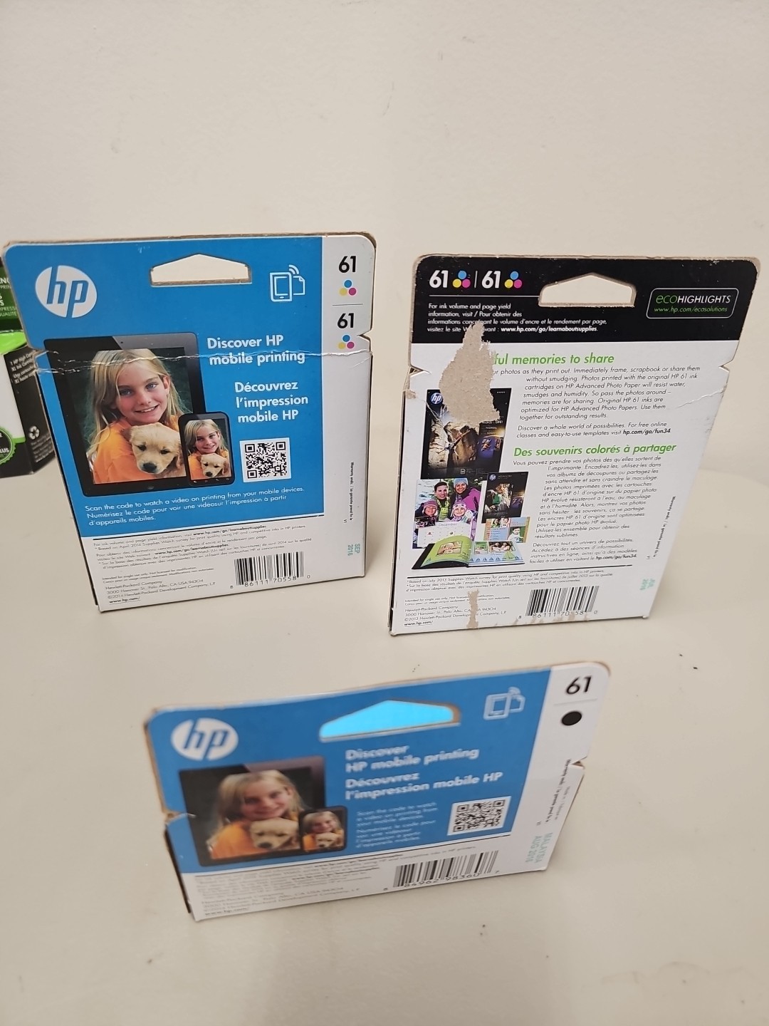 Lot Of HP 61 Tri-Color Ink Cartridge CZ074FN And Black Ch561wn
