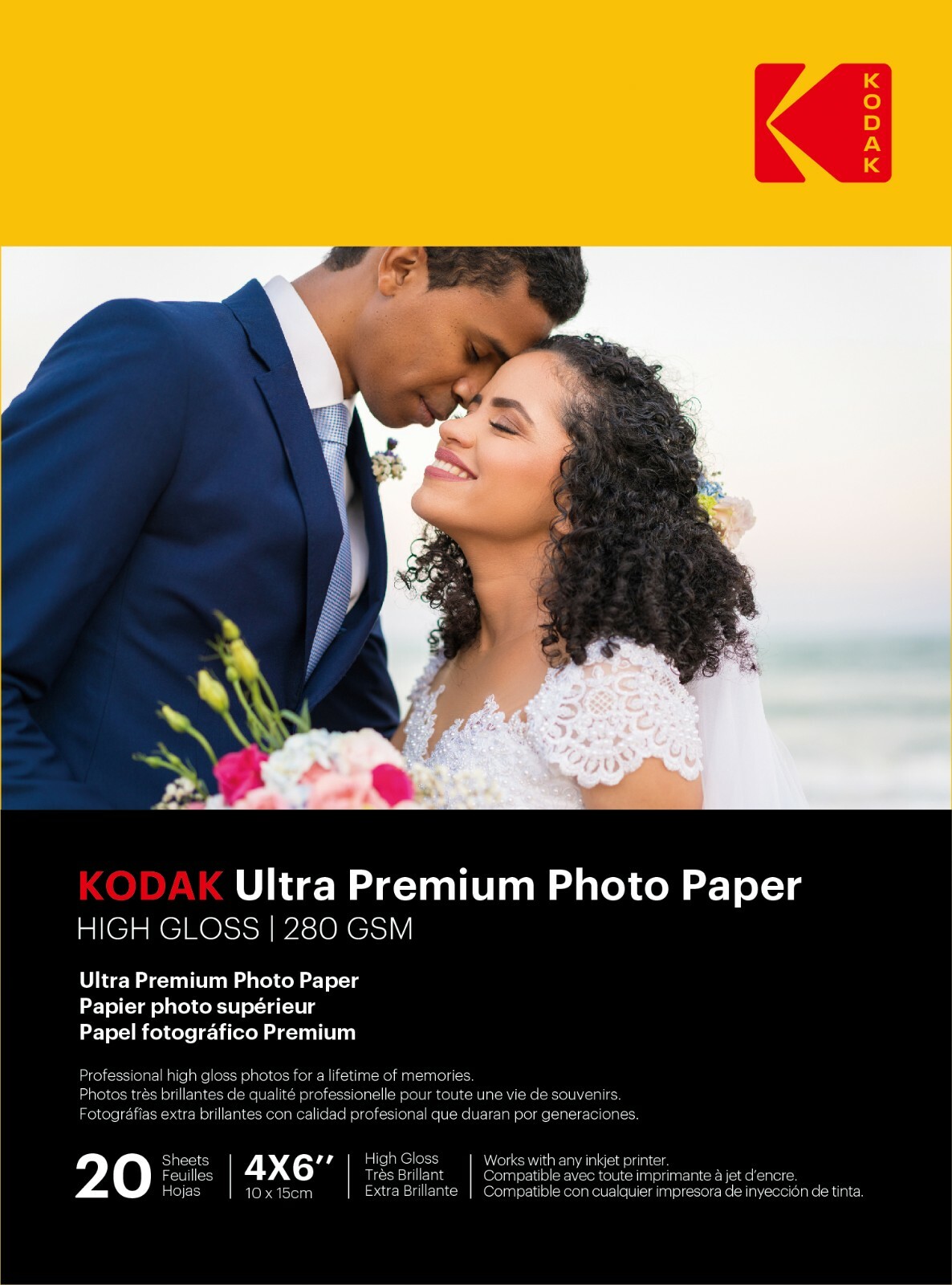 Kodak photo paper 4 x 6 glossy, 100 count 104 lb – 280 g/m (41178-9891178)