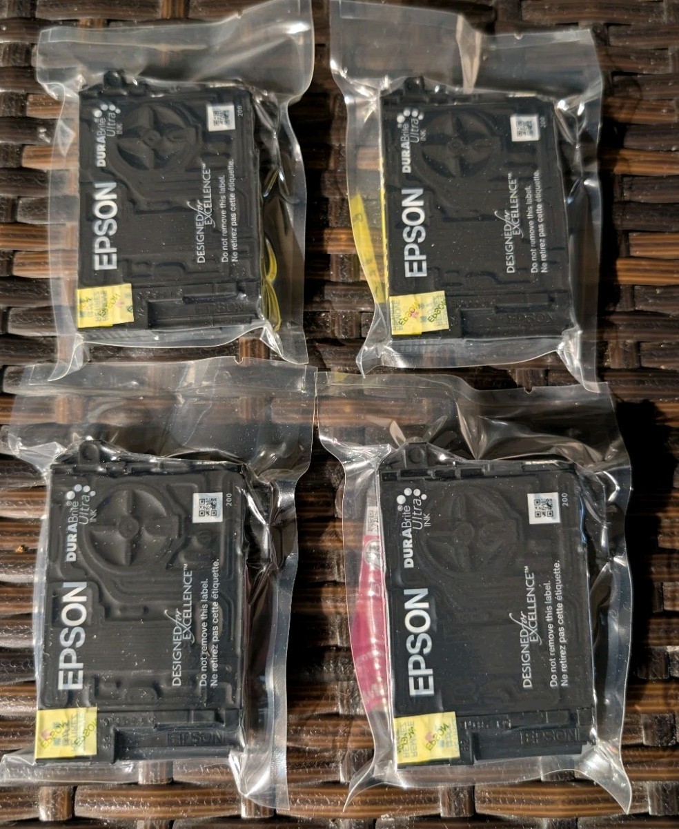 Epson Genuine OEM 200 Combo Black Cyan Magenta Yellow Cartridges EXP 01/2028