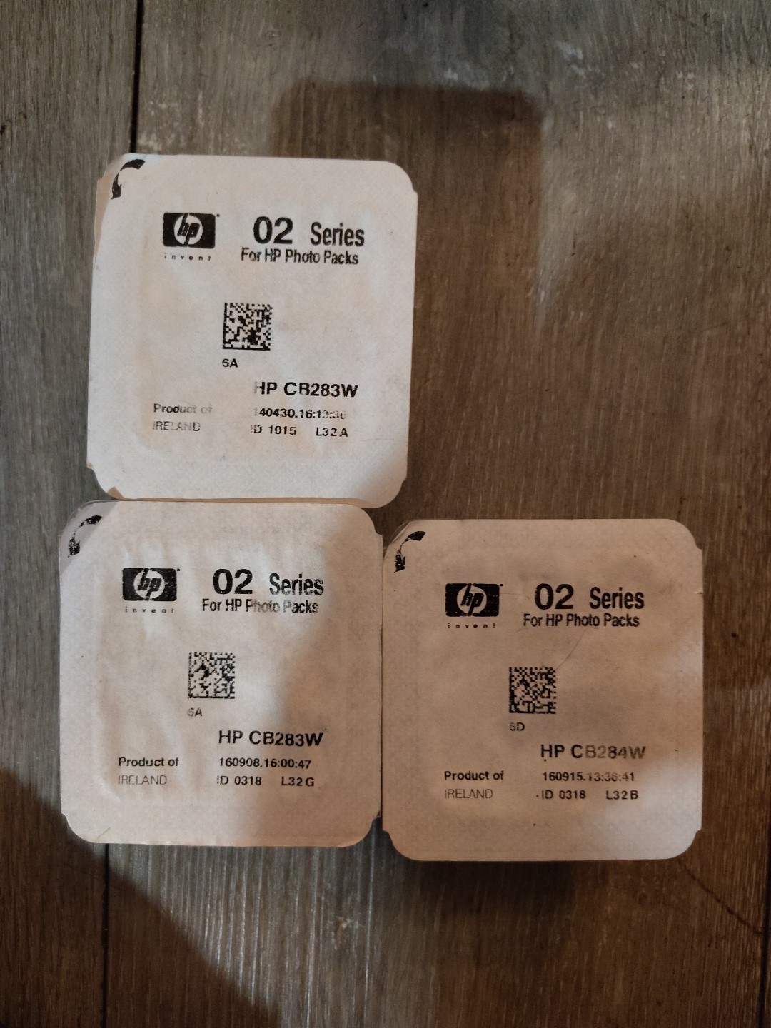 HP 02 Series Photo Pack Ink .. Cb283w X2 New Sealed And Cb284w X1