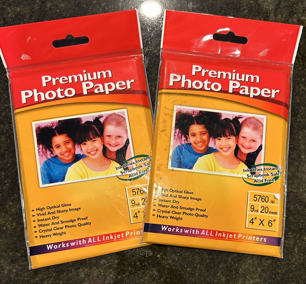2 Pks. Kodak Premium Photo Paper, Instant Dry, Studio Gloss, 4×6, 20 count, NEW
