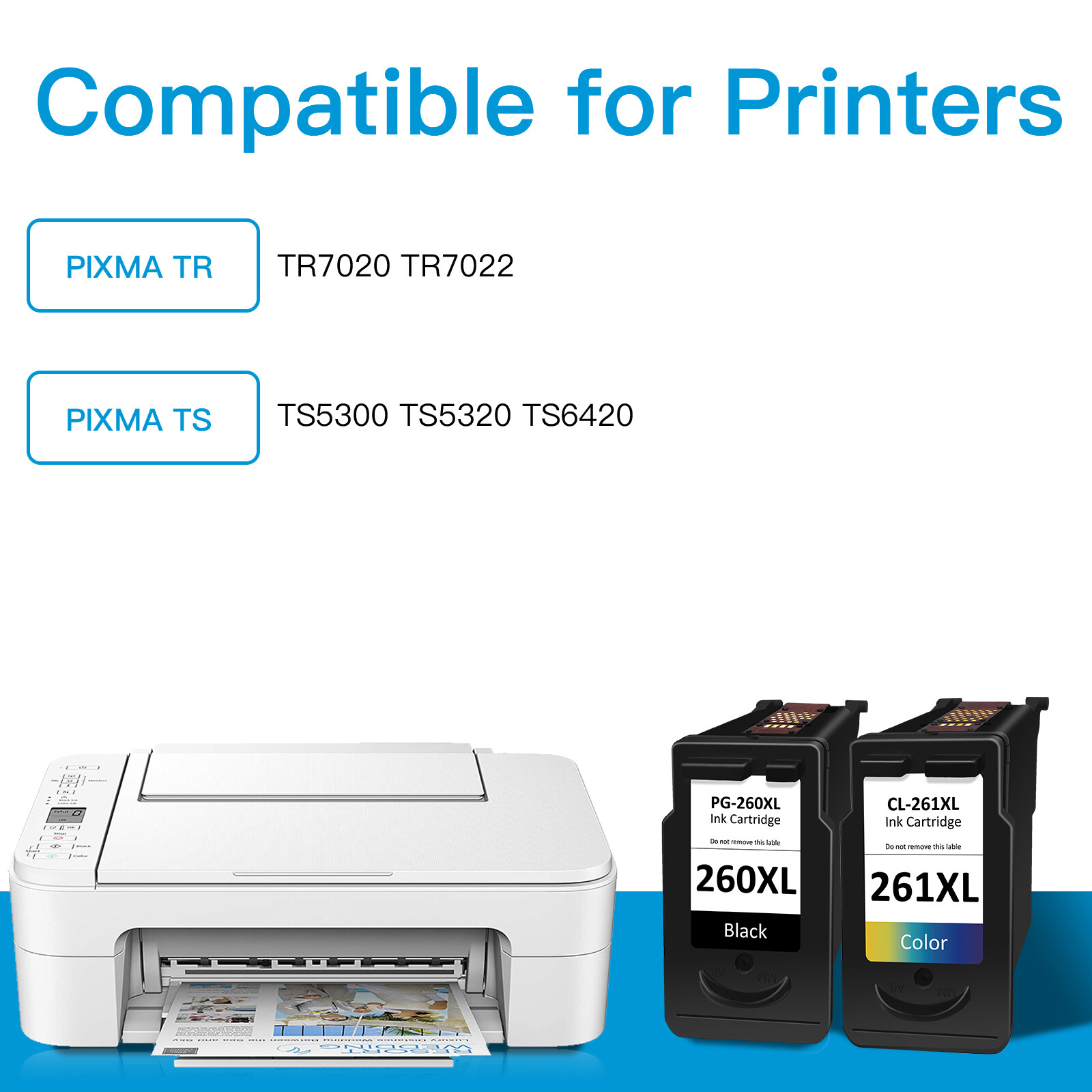 PG-260XL CL-261XL Black Color Ink Cartridge for Canon Pixma TR7020 TS5320 TS6420