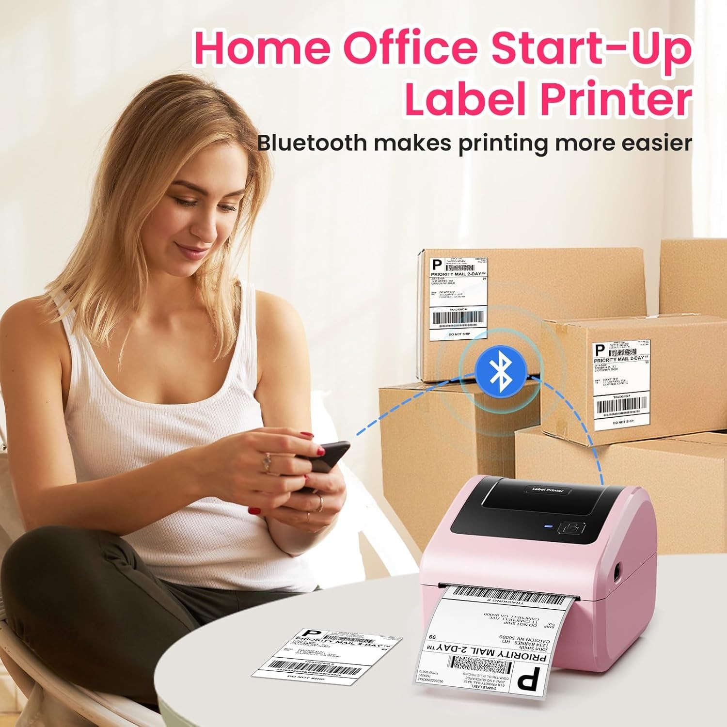 Wireless Thermal Label Printer 4×6 Shipping Label Printer for USPS FedEx UPS