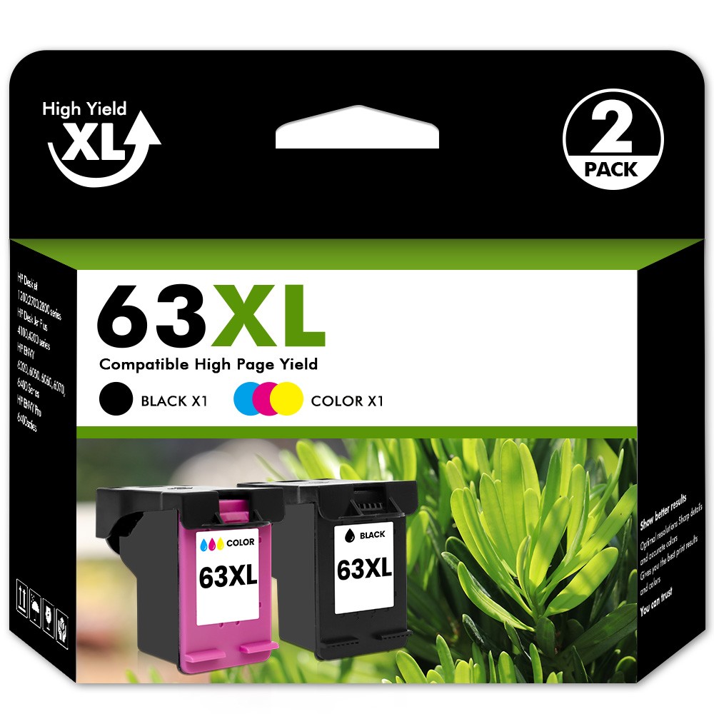 63 XL Ink Cartridge For HP 63XL Officejet 5255 4650 3830 Envy 4520 4512 F6U64AN