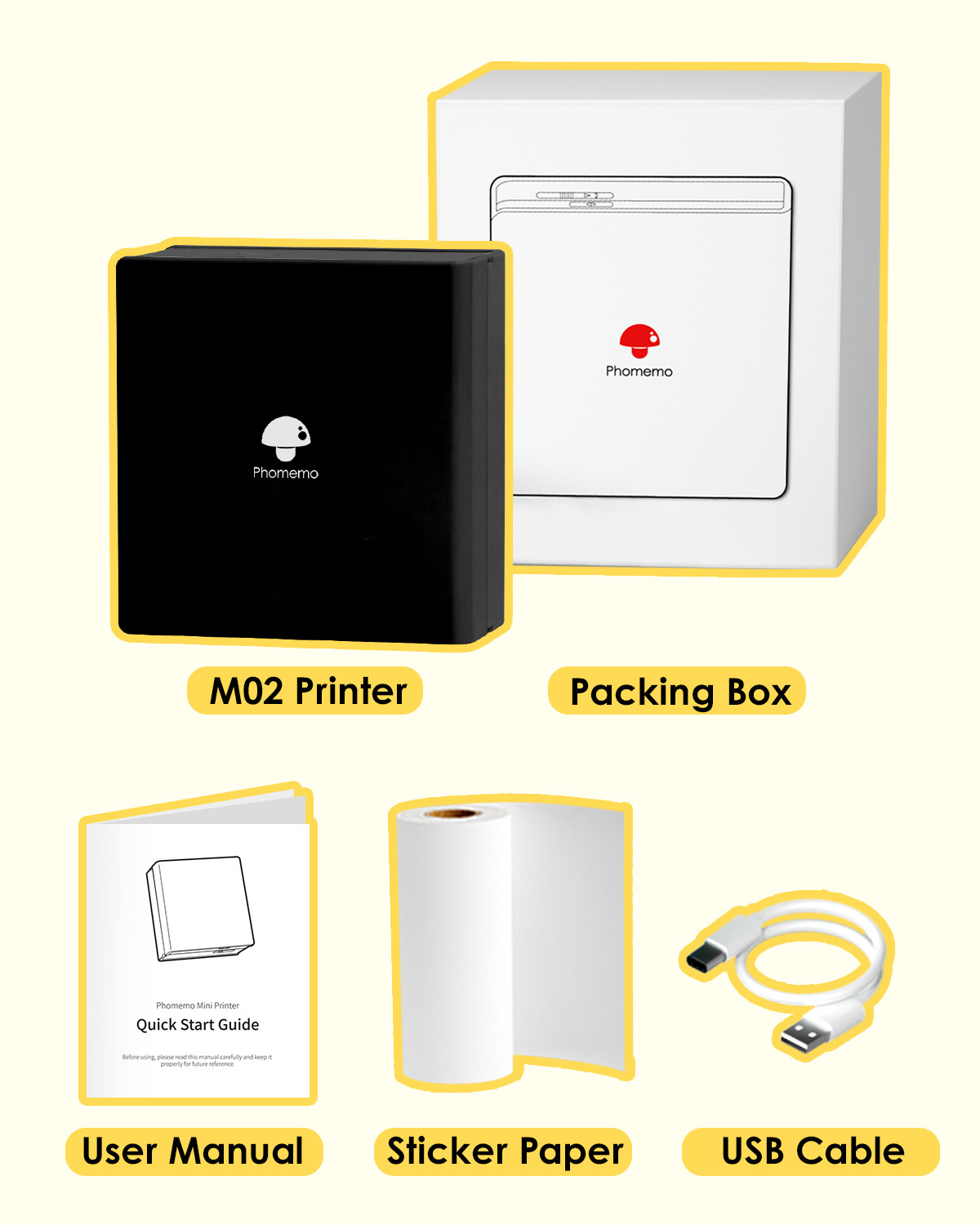 Phomemo M02 Pocket Label Photo Printer Thermal Sticker Printer Mini Note Printer