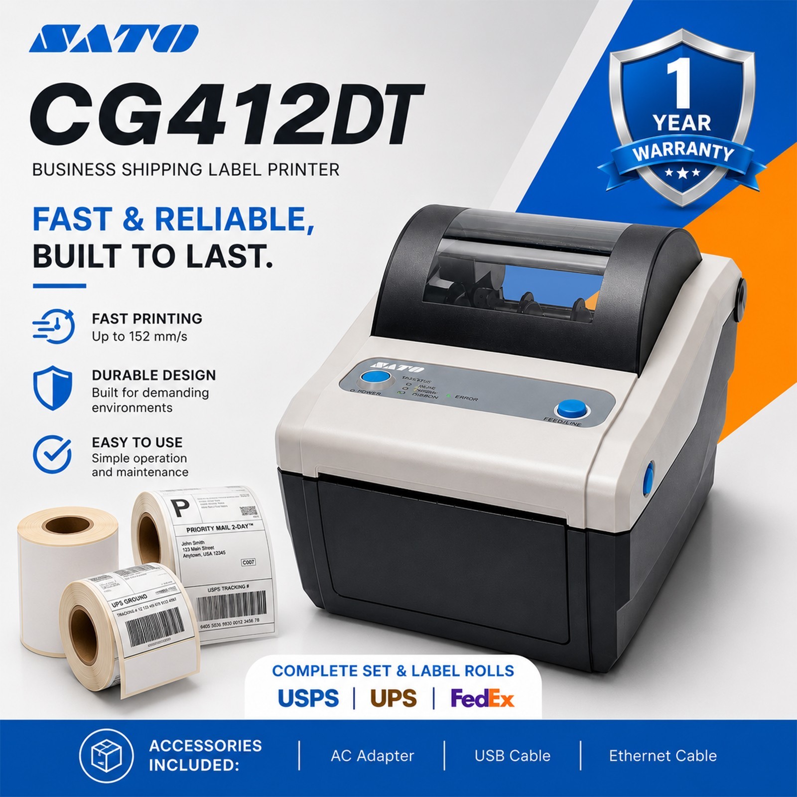 1 YEAR WARRANTY💠Business 4×6 Shipping Label Printer Complete Set & Label Rolls
