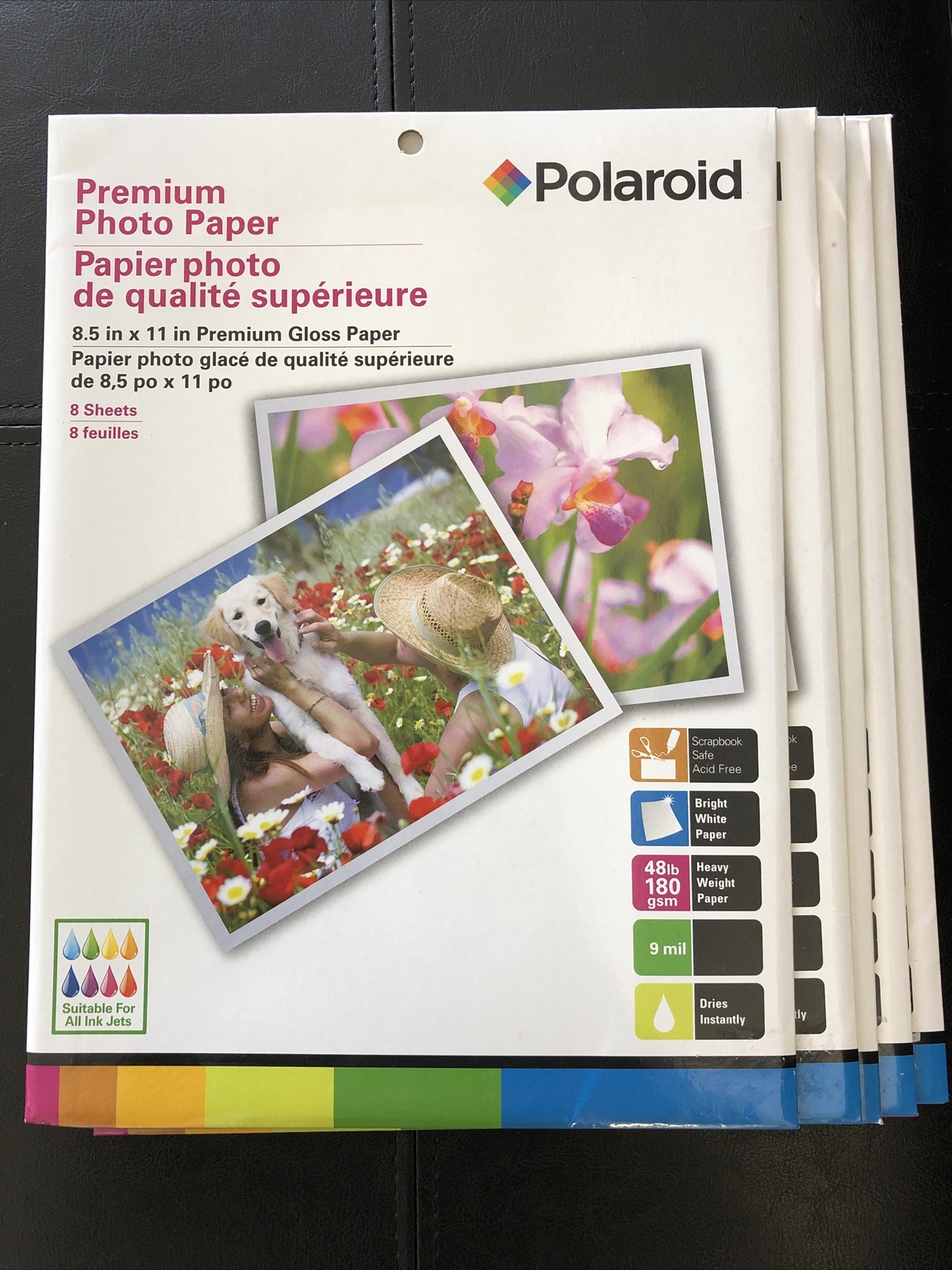 POLAROID PREMIUM GLOSSY PHOTO PAPER 5 Packs Of 8 Sheets Ink Jet 8.5 ” x 11″ New