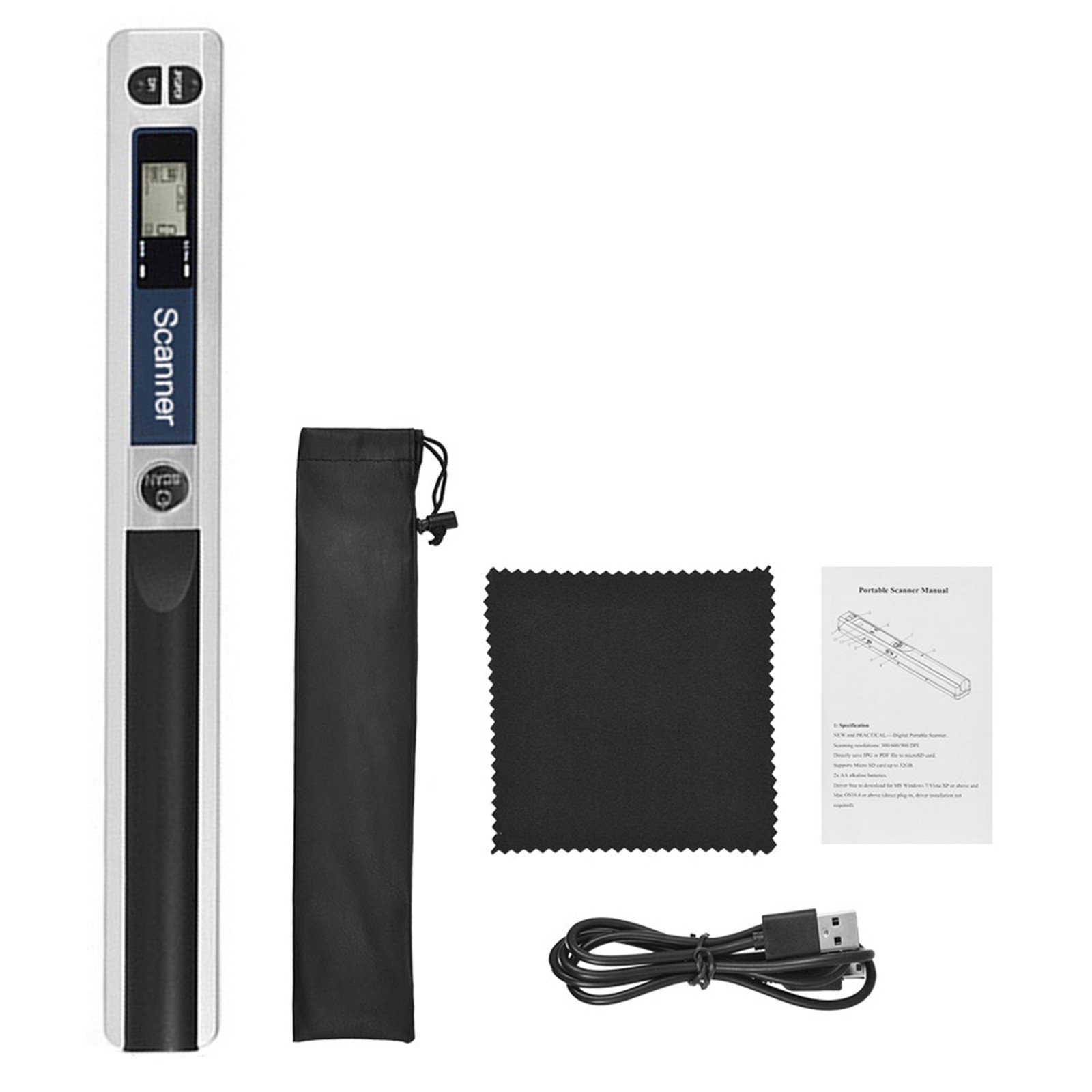 Portable Handheld Wireless Scanner 900DPI A4 LCD Type-C JPG PDF Bag