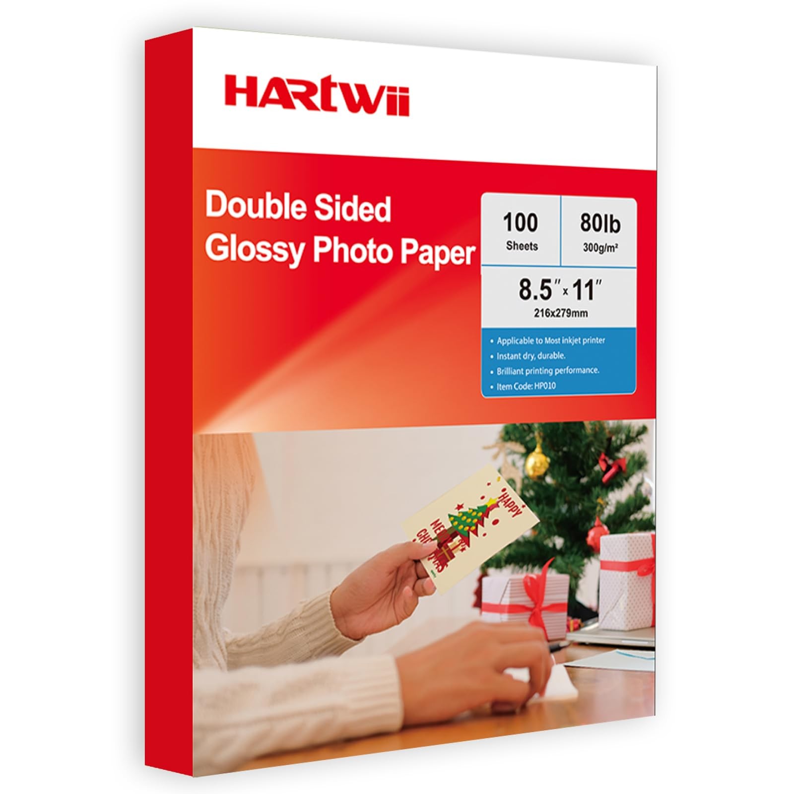 100 PCS 300gsm Double Sided Glossy Heavyweight Photo Paper 80lb 8.5×11 Inch