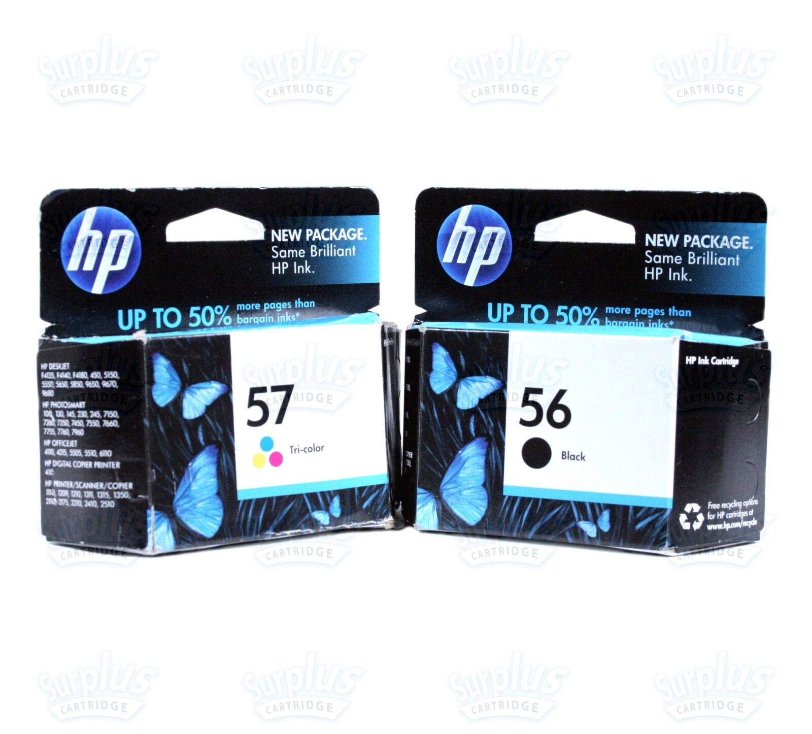 2PK Genuine HP 56 Black & 57 Color Cartridges DeskJet 450 5550 Photosmart 7150