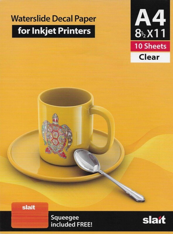Slait Inkjet Waterslide Decal Paper – A4 8.5×11 (Lot of 5-100Sheets) + Squeegee