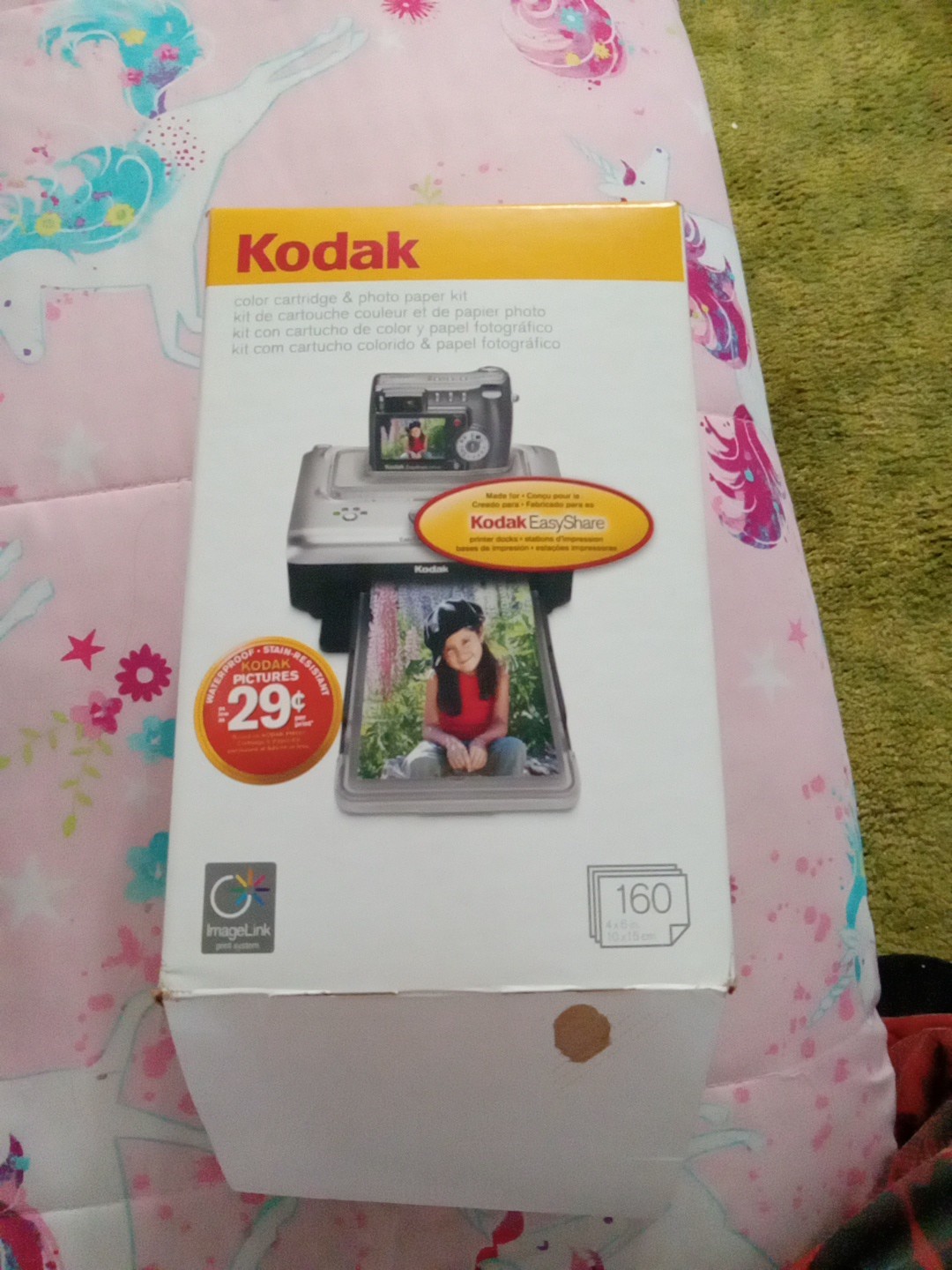 Kodak PH160 Color Cartridge & Photo Paper Kit, 4 Cartridges 160 Sheets Open Box