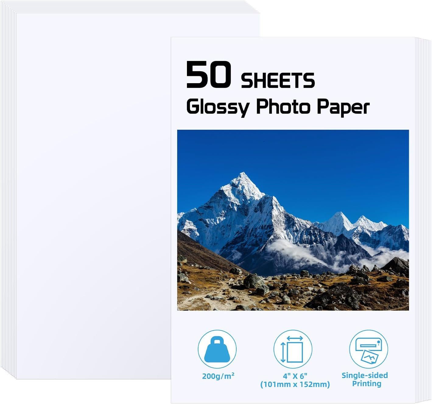 Photo Paper 4X6 Inch High Glossy Paper 50 Sheets, 200 GSM Paper for Printer (4X6