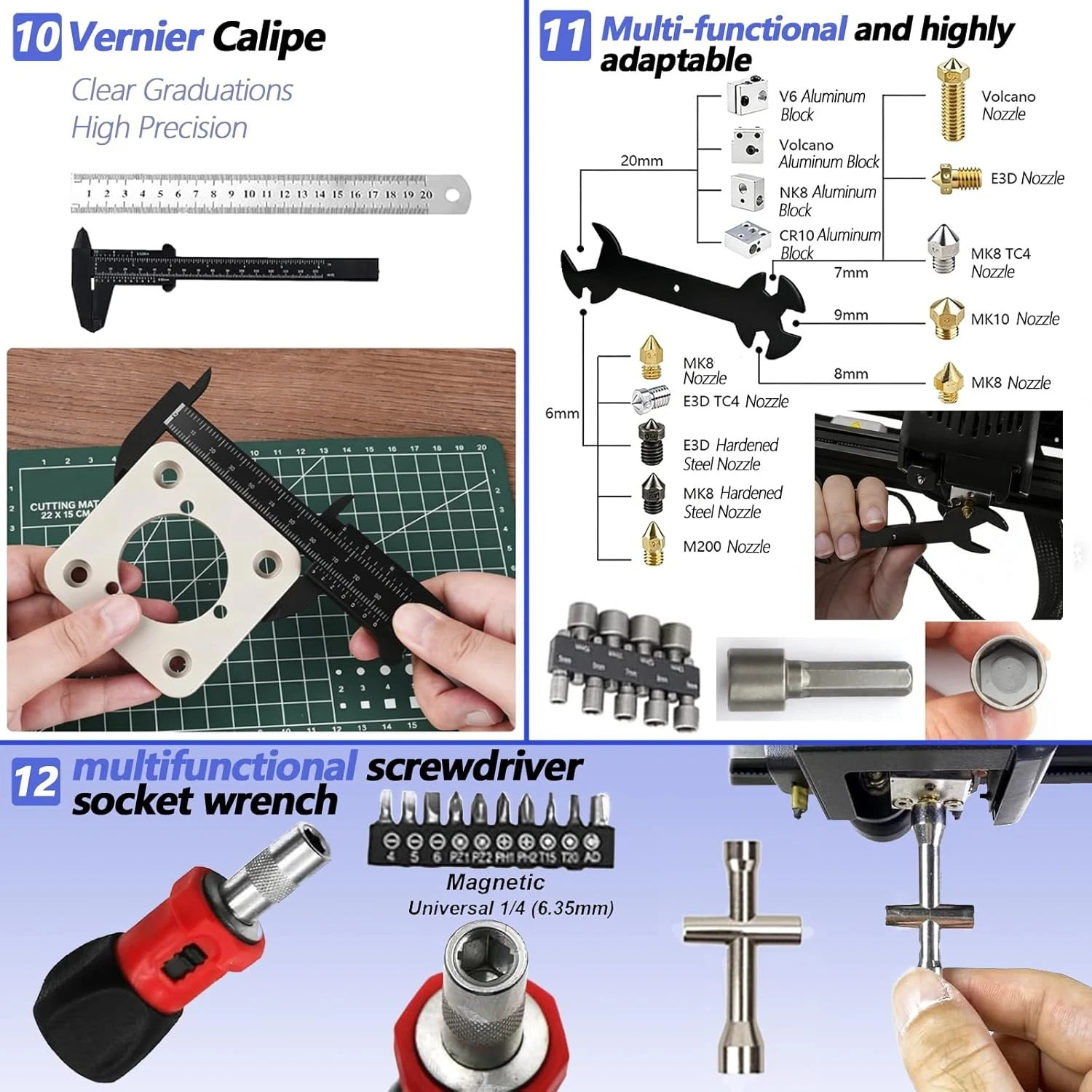 262-Piece 3D Printer Tool Set with Bag – Complete Model Tool Kit