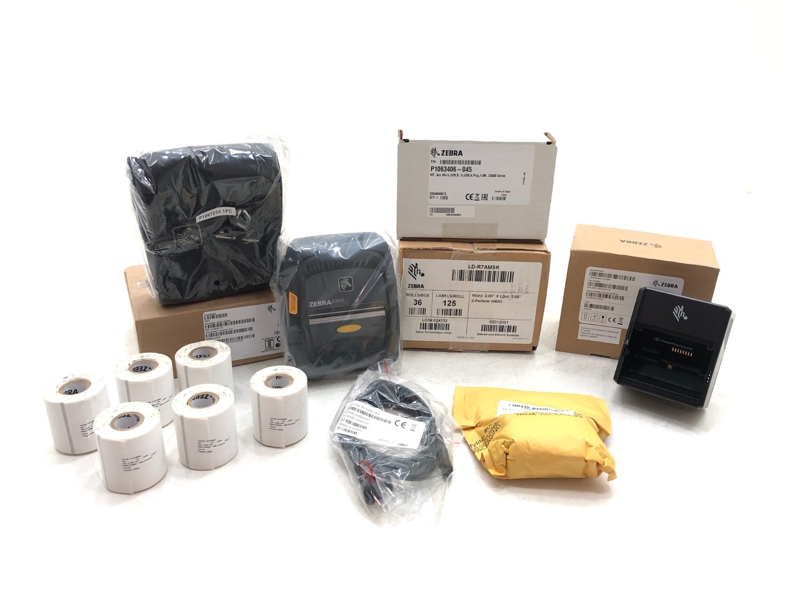 NEW Zebra ZQ510 Mobile Bluetooth Thermal Barcode Printer Kit + (42) Label Bundle