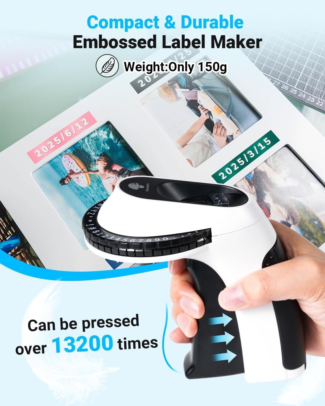 E975 Embossing Label Maker Handheld Label Maker with 6 Tape for Dymo Label Maker
