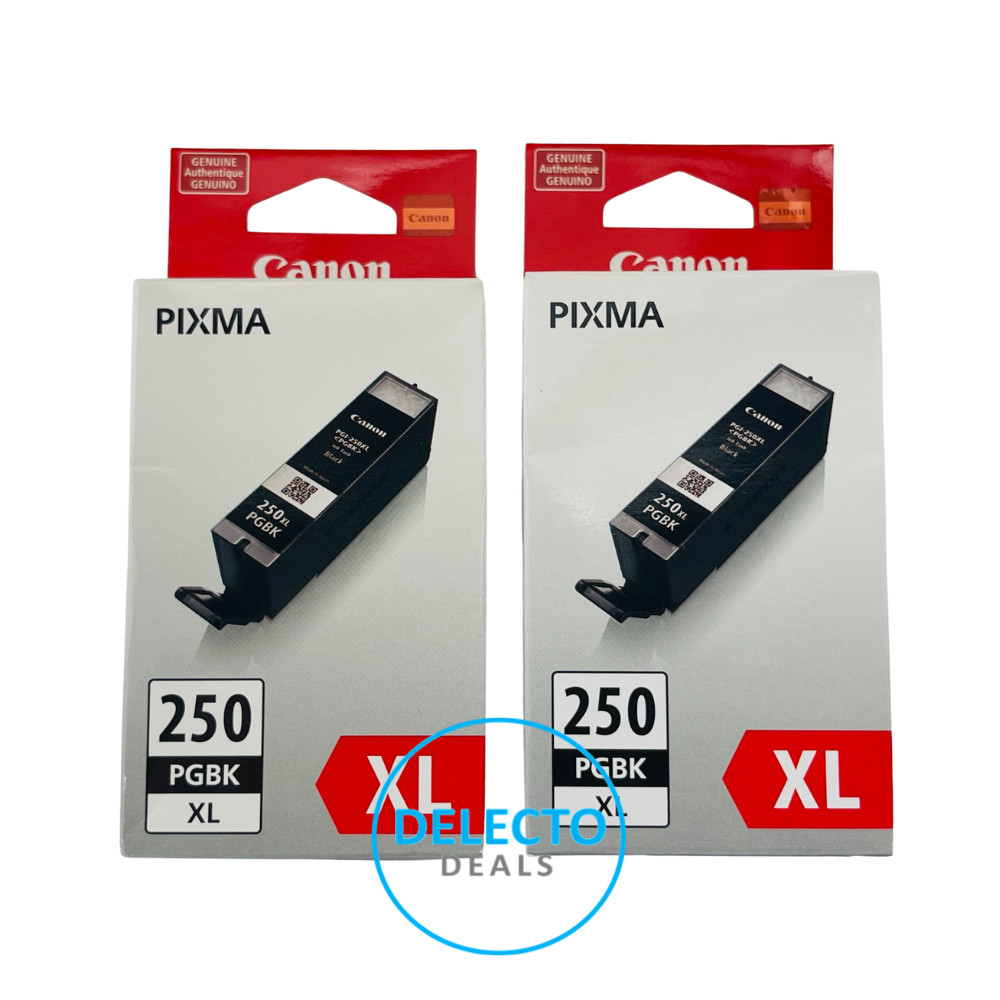 GENUINE 2-PACK CANON PGI-250XL BLACK High-Yield Ink Cartridges (6432B001) SEALED