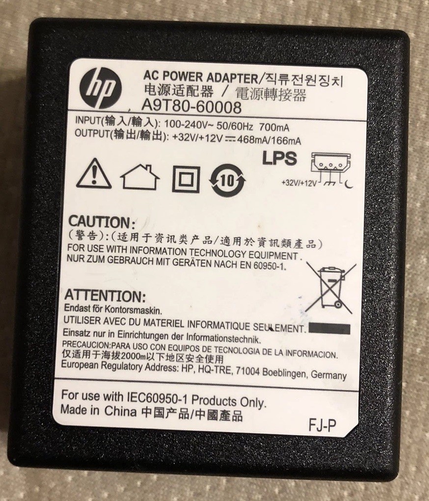 Genuine HP AC Power Adapter A9T80-60008 Used Tested Works