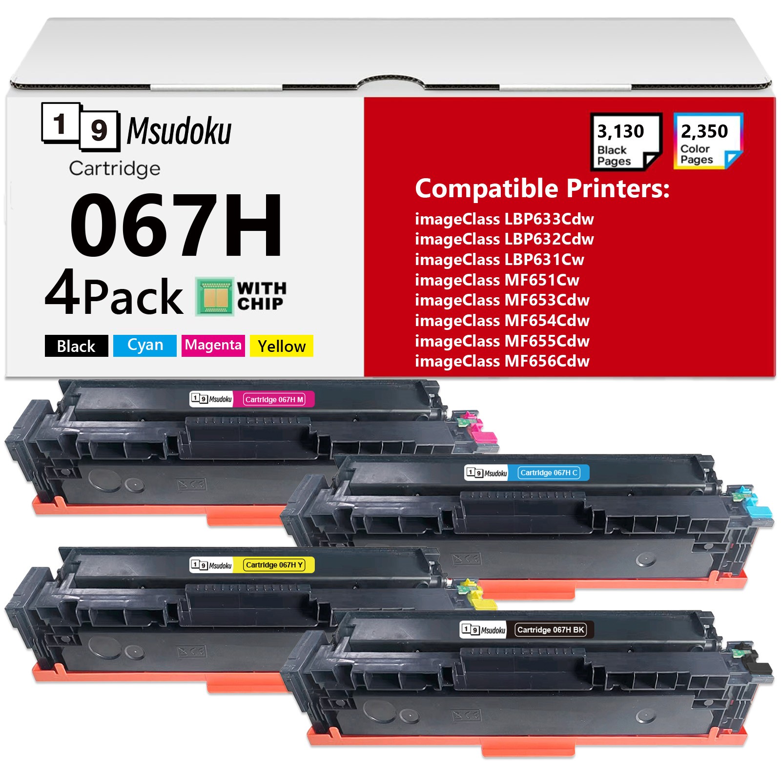 067H Toner Cartridge 4 Color Set CMYK For Canon MF656Cdw MF654Cdw LBP632