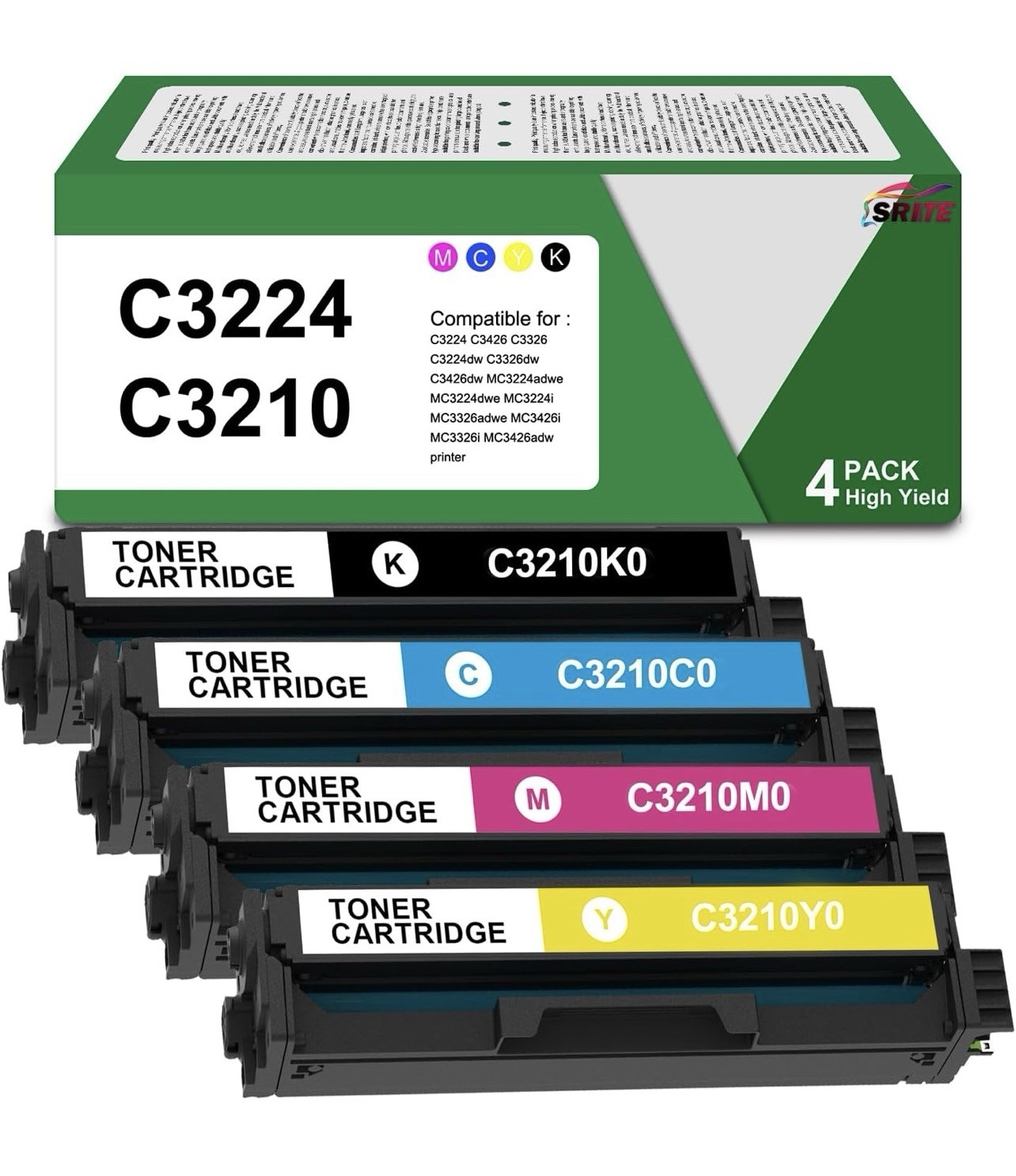 C3210K0 C3210C0 C3210M0 C3210Y0 4 Pack Toner Set BCMY Compatible C3224 C3210