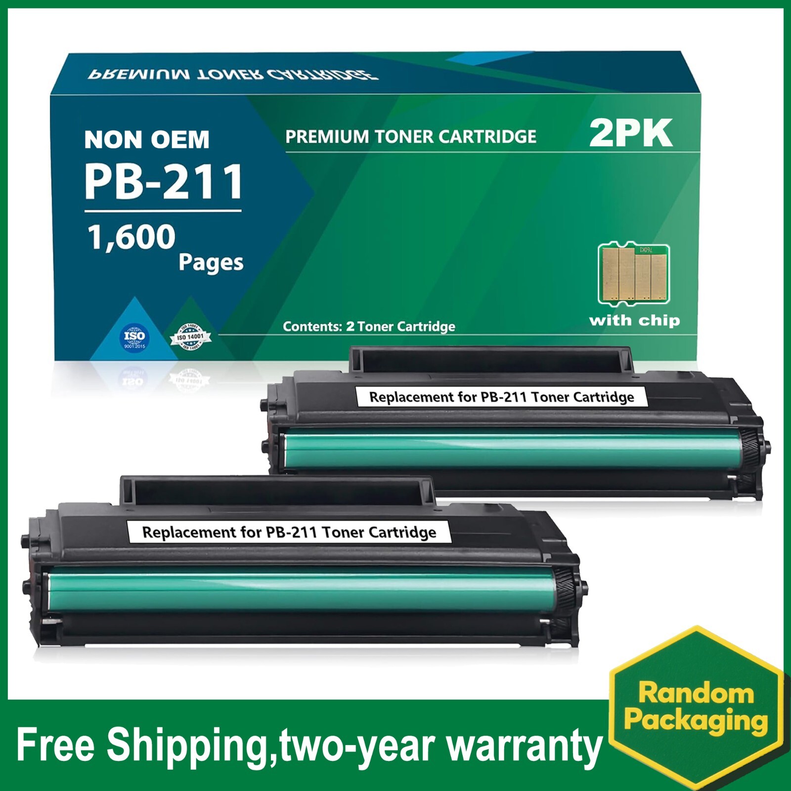 FADSOON® 2PK PB-211 Toner With Chip For Pantum P2500W P2500NW M6550NW M6600NW