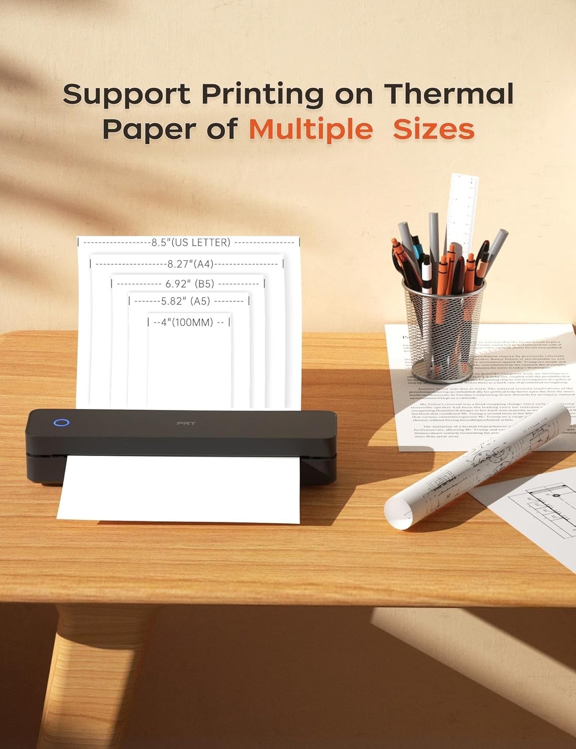 Compact Inkless Mobile Thermal Printer for Easy Printing on the Go – 8.5″ x 11″