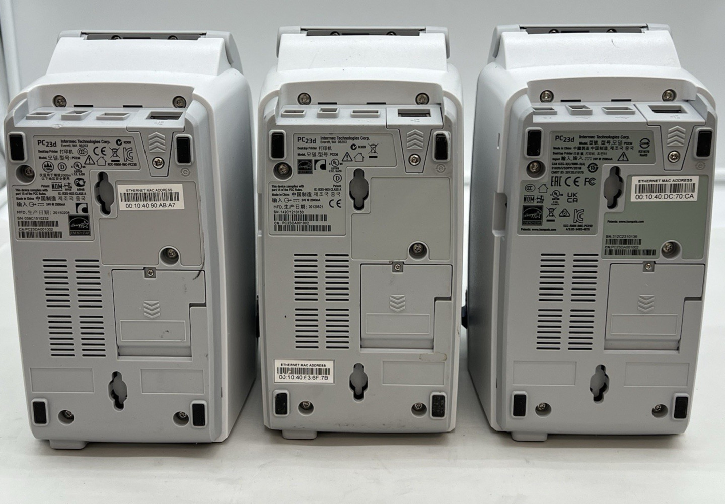 Lot of (3) Intermec Desktop Printer PC23d Grade C No adaptor