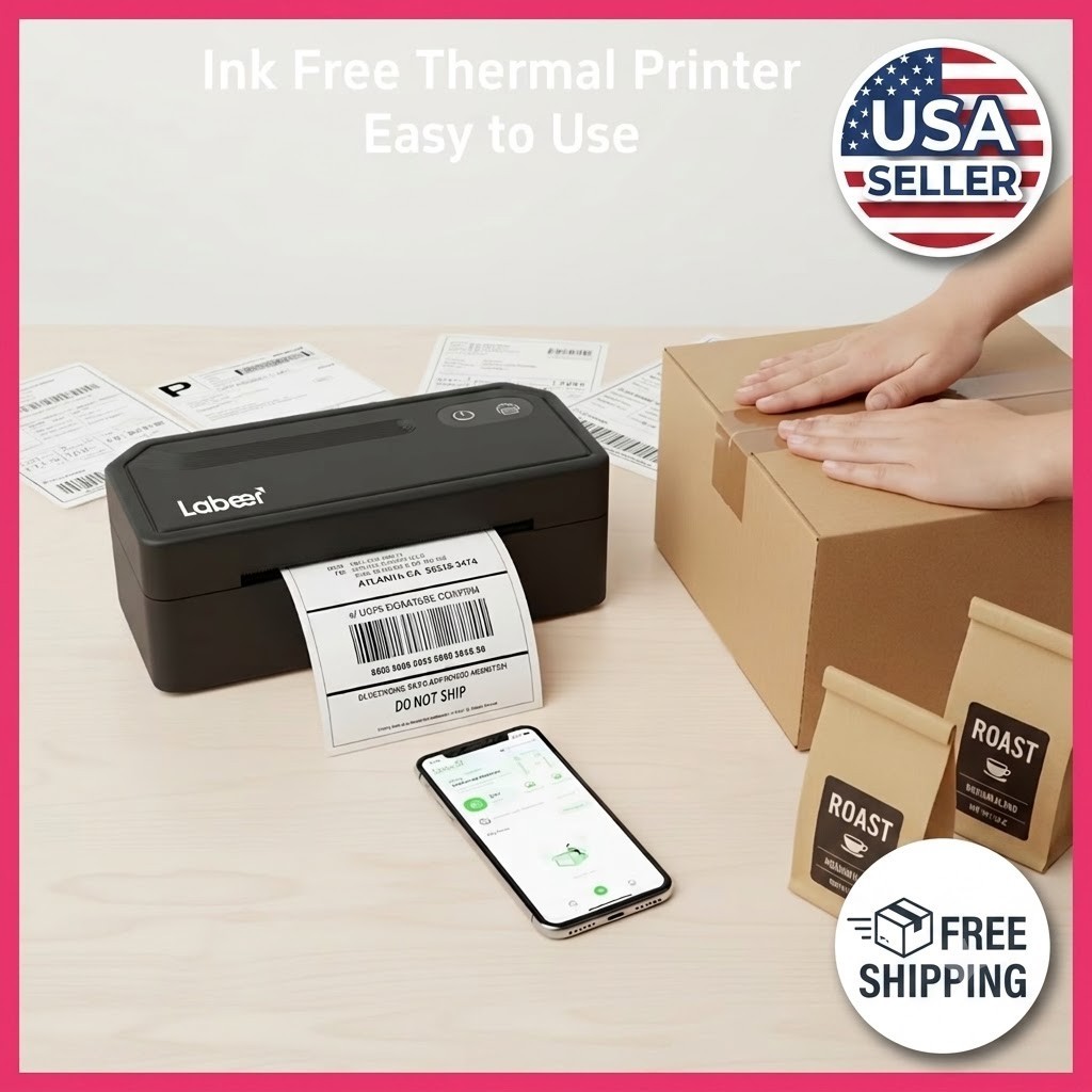 Wireless Shipping Label Printer 4×6 Thermal Bluetooth USB for iPhone Android Mac