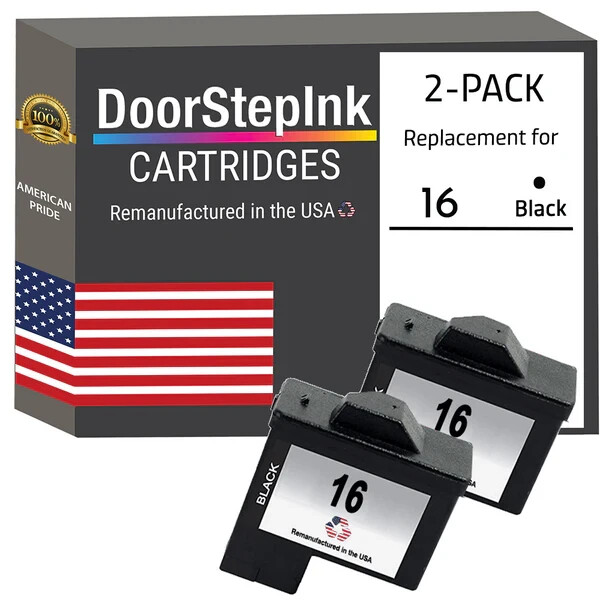 DoorStepInk Compatible Ink Cartridge for Lexmark 16 Black Twin Pack-USA