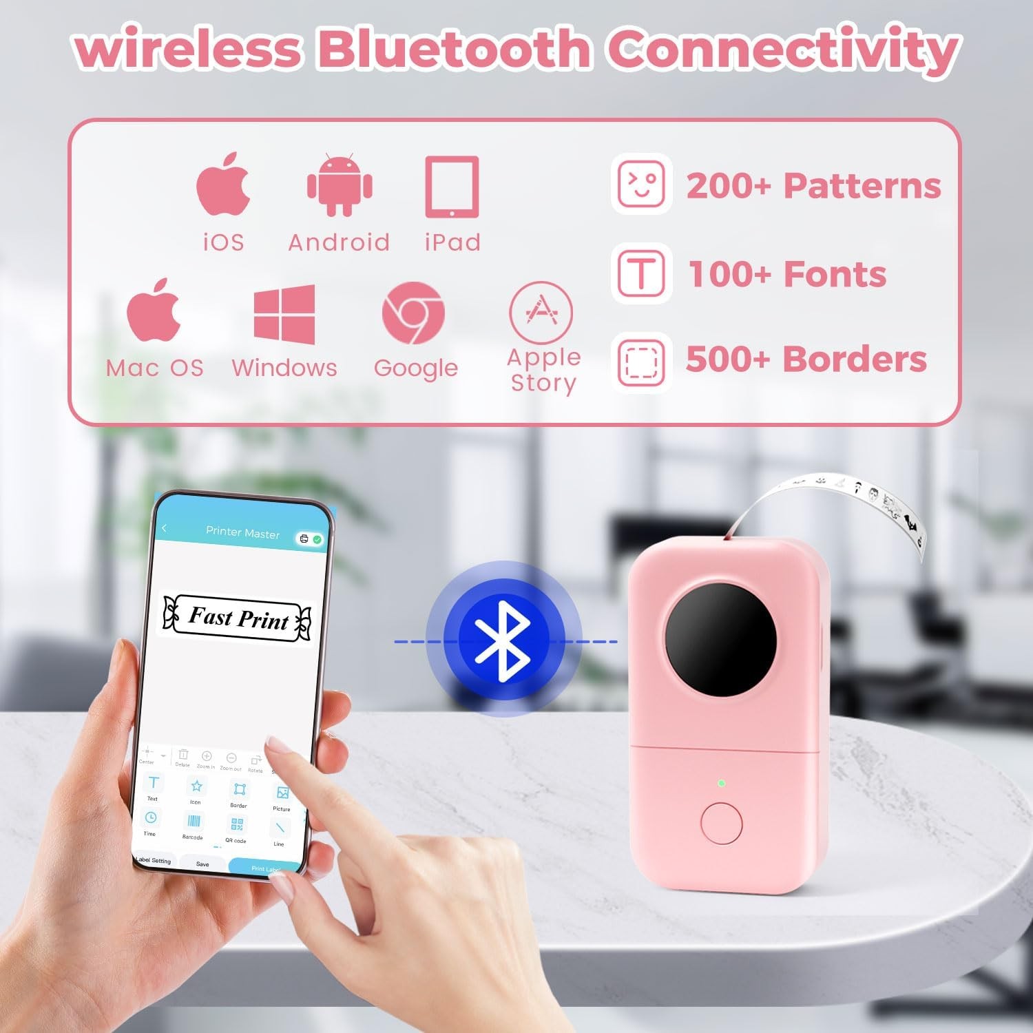 Phmemo D30 Mini Bluetooth Label Printer Protable Label Maker Machine with Tape