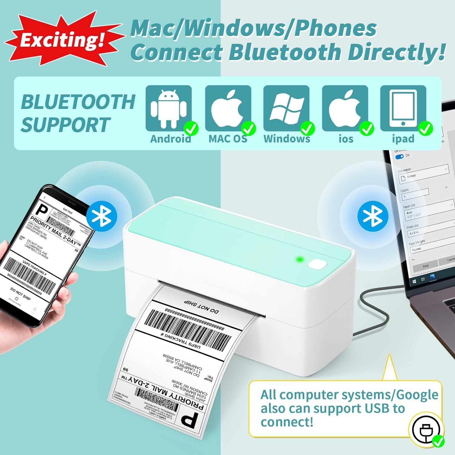 Phomemo Bluetooth Thermal Shipping Label Printer 4×6 for Amazon EBAY Label Maker
