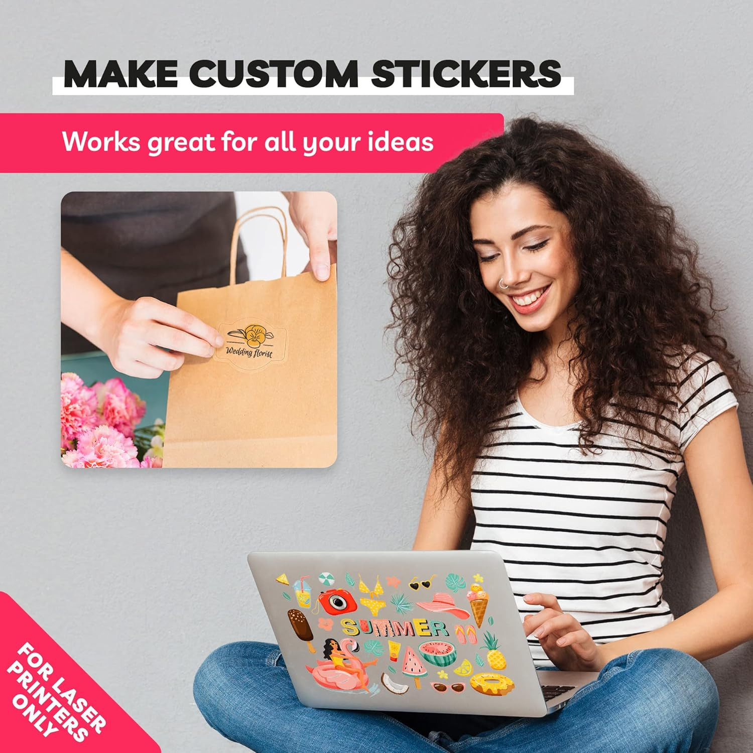 Clear Sticker Paper for Laser Printer – , 8.5 X 11″ Letter Size, Glossy Vinyl