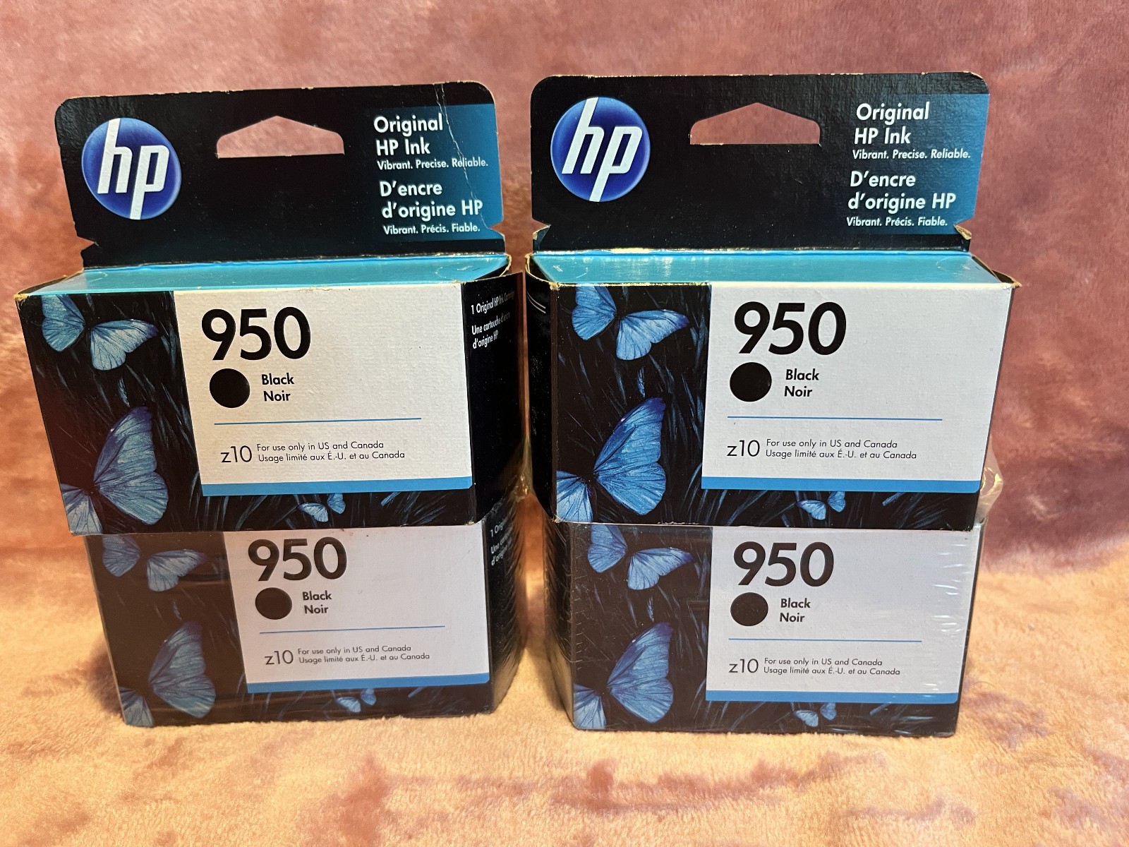 Lot of 4 HP 950 Black Ink Cartridges Genuine CN049AN Dates: 2022 & 2023