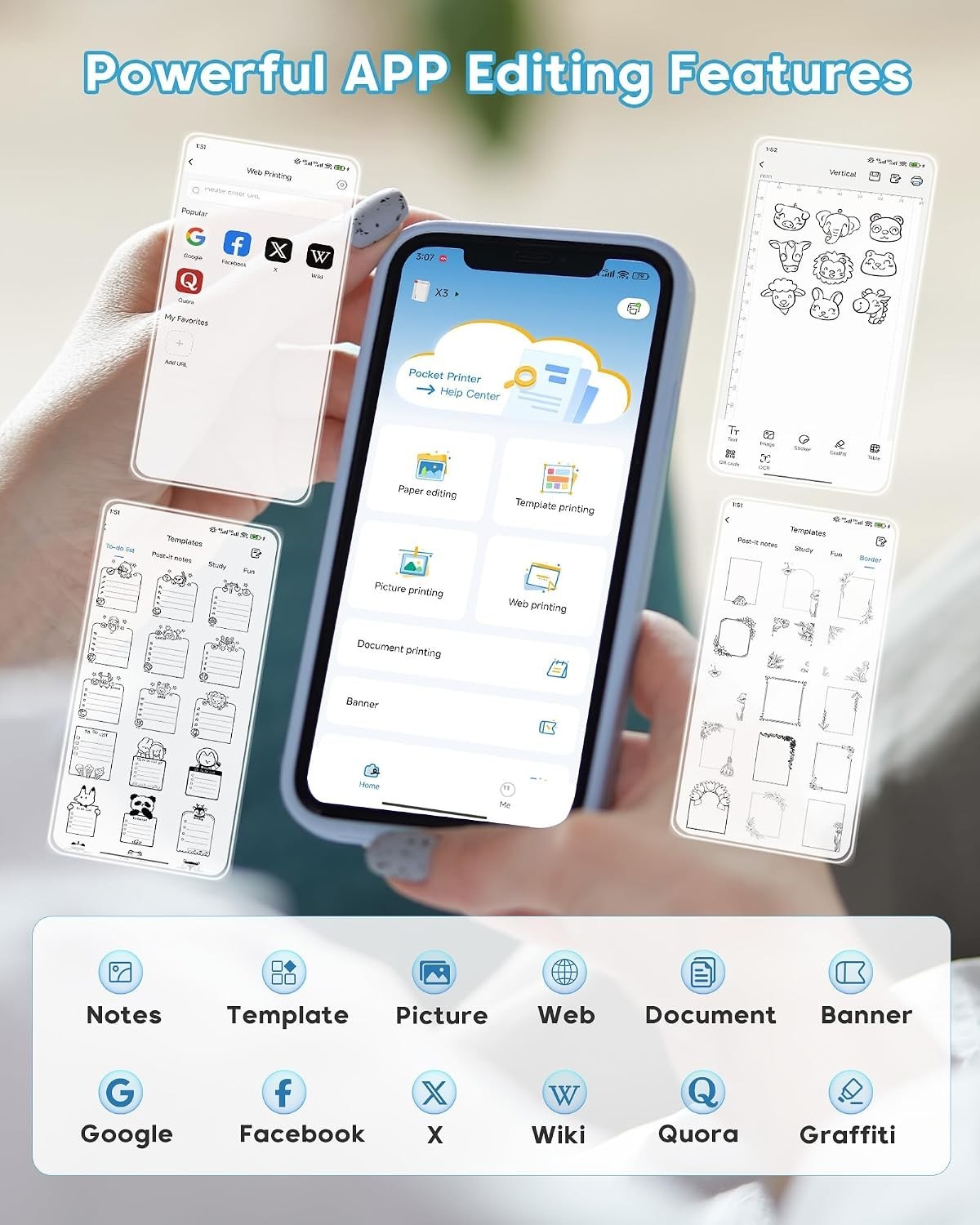 Versatile 2-3 Inch Bluetooth Sticker Printer – DIY Crafts and Photos Made Easy!