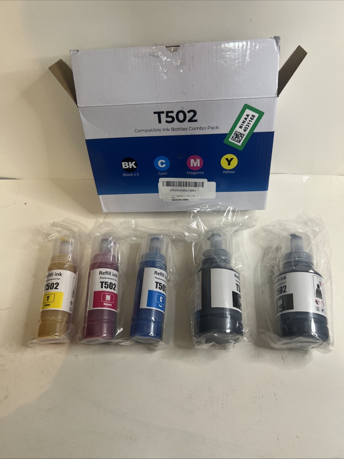 5 Pack Of T502 Ink. 2 Black , 1 Cyan, 1 Magenta, 1 Yellow ~ NEW IN BOX