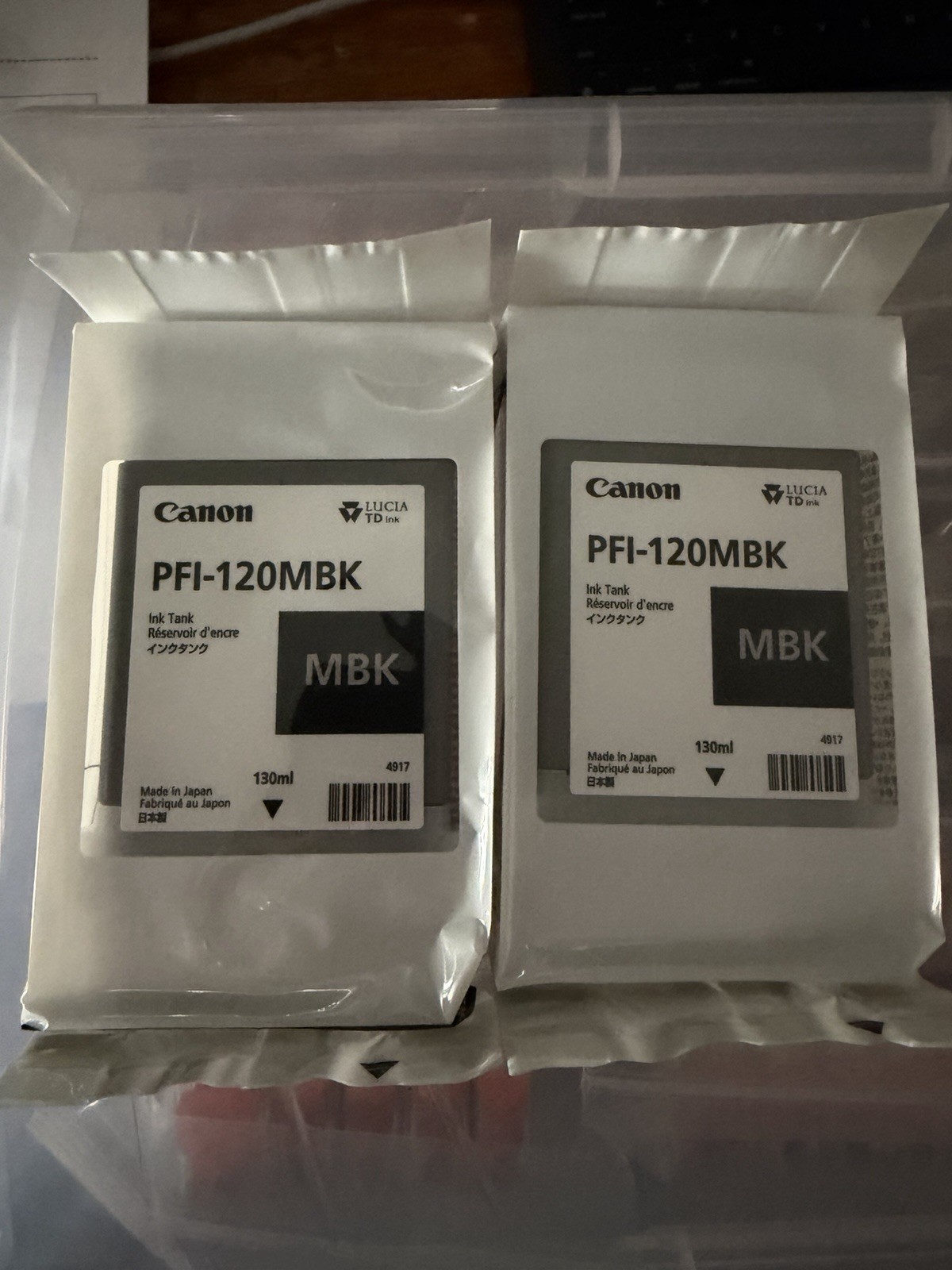 Lot Of 2 Genuine Canon 2884C001 / PFI-120MBK Matte Black Ink Cartridge Exp. 2028