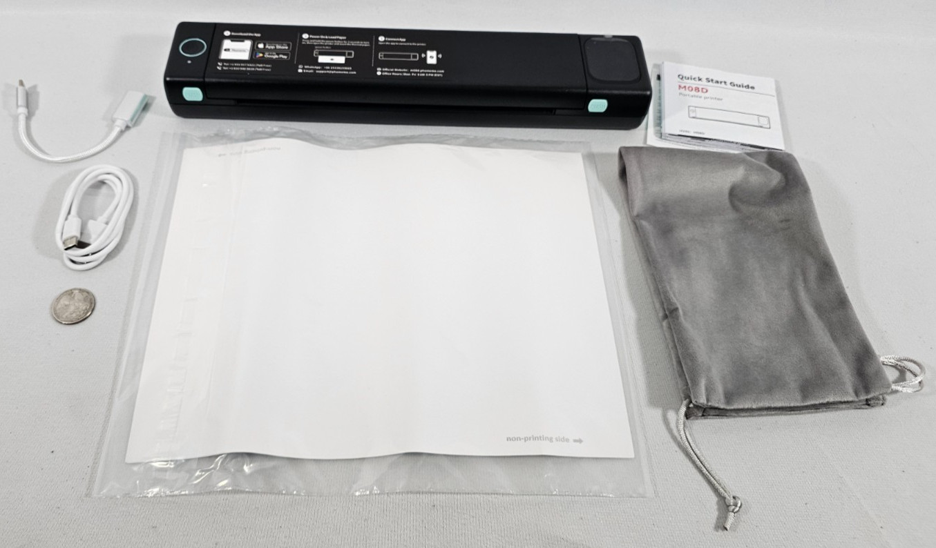 Portable Printer Thermal Inkless Wireless Bluetooth 8.5″ X 11″ A4 Black Compact