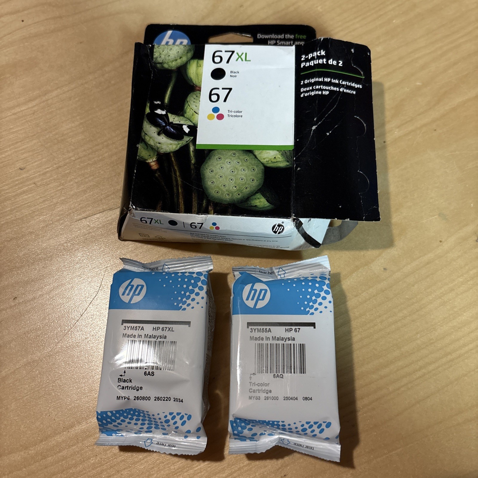 Genuine HP 67XL / 67 Ink Cartridges (Black/Tri-Color) 2-Pack – Expire 02/2027