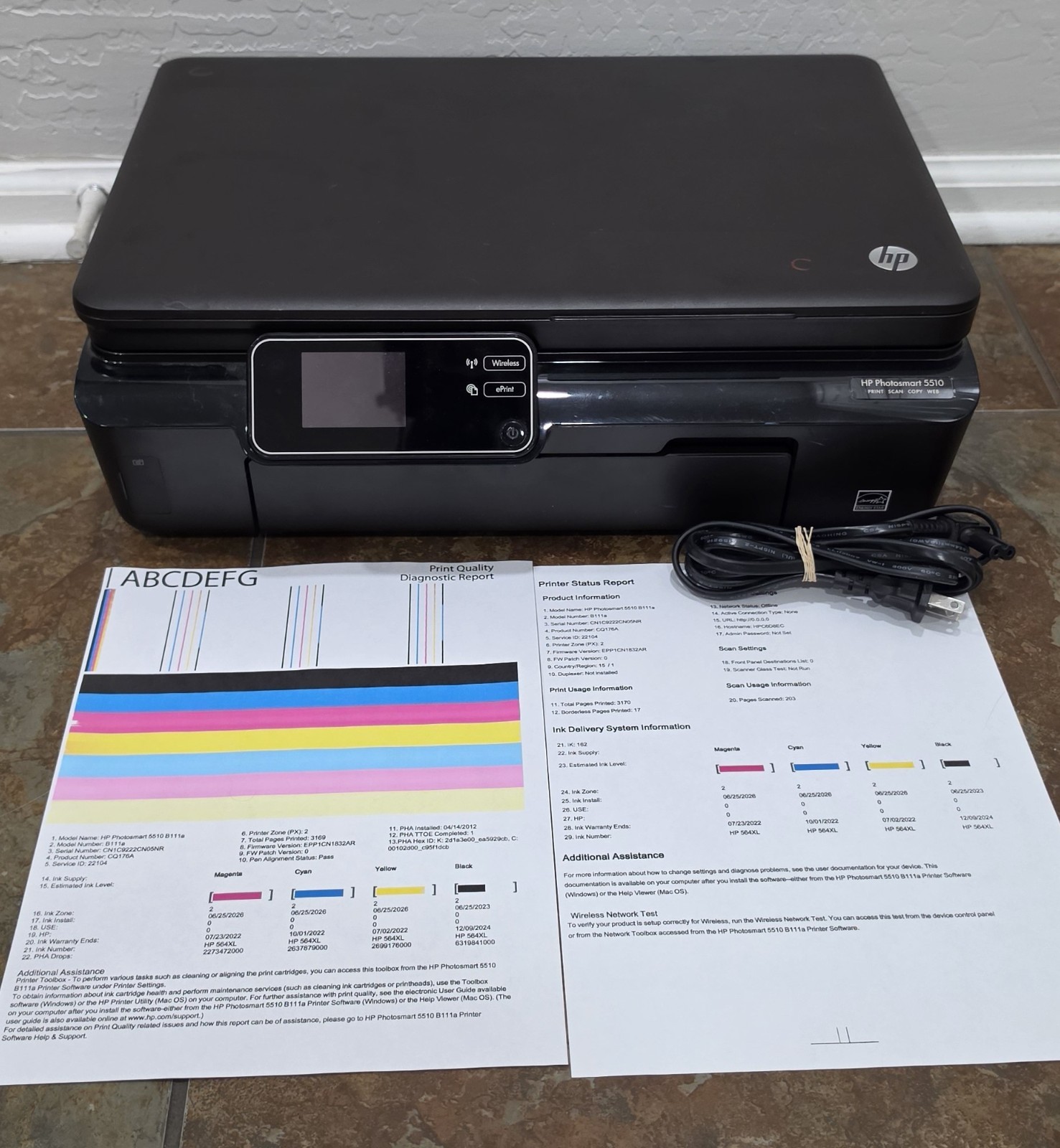 HP Photosmart 5510 All-in-One Inkjet Printer – Tested – With Ink – 3170 Pages