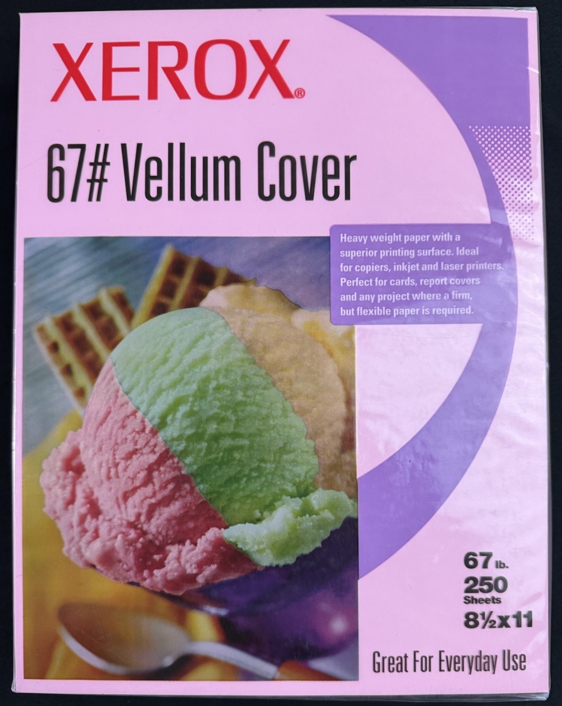 Xerox 67# Vellum Cover Pink Heavy Weight Paper 250 Sheets 8 1/2″ × 11″