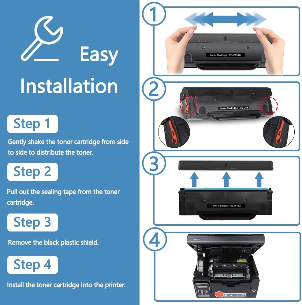 2 Pack Pantum PB-211 Toner Black – P2500W P2502W M6550NW M6600NW M6552NW M6602NW