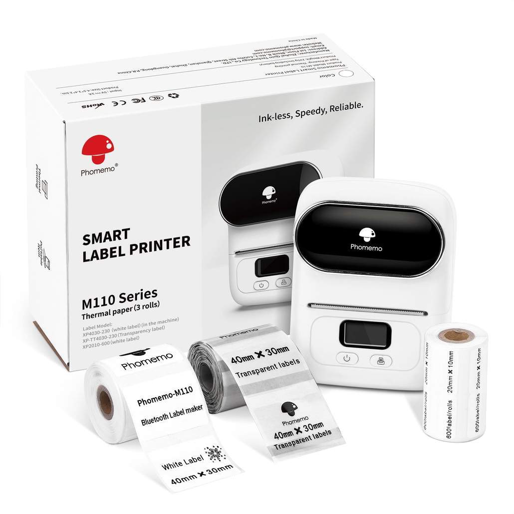 Phomemo M110 Bluetooth Printer Thermal Barcode Printer Best Gift +3 Roll Paper