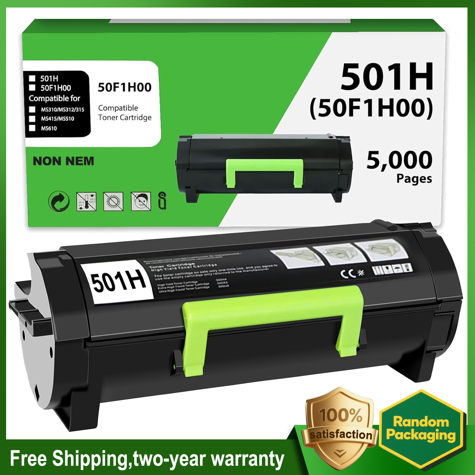 1PK 50F1H00 Toner for Lexmark MS310d MS310 MS310dn MS610dtn 50F1H00 5000 pages